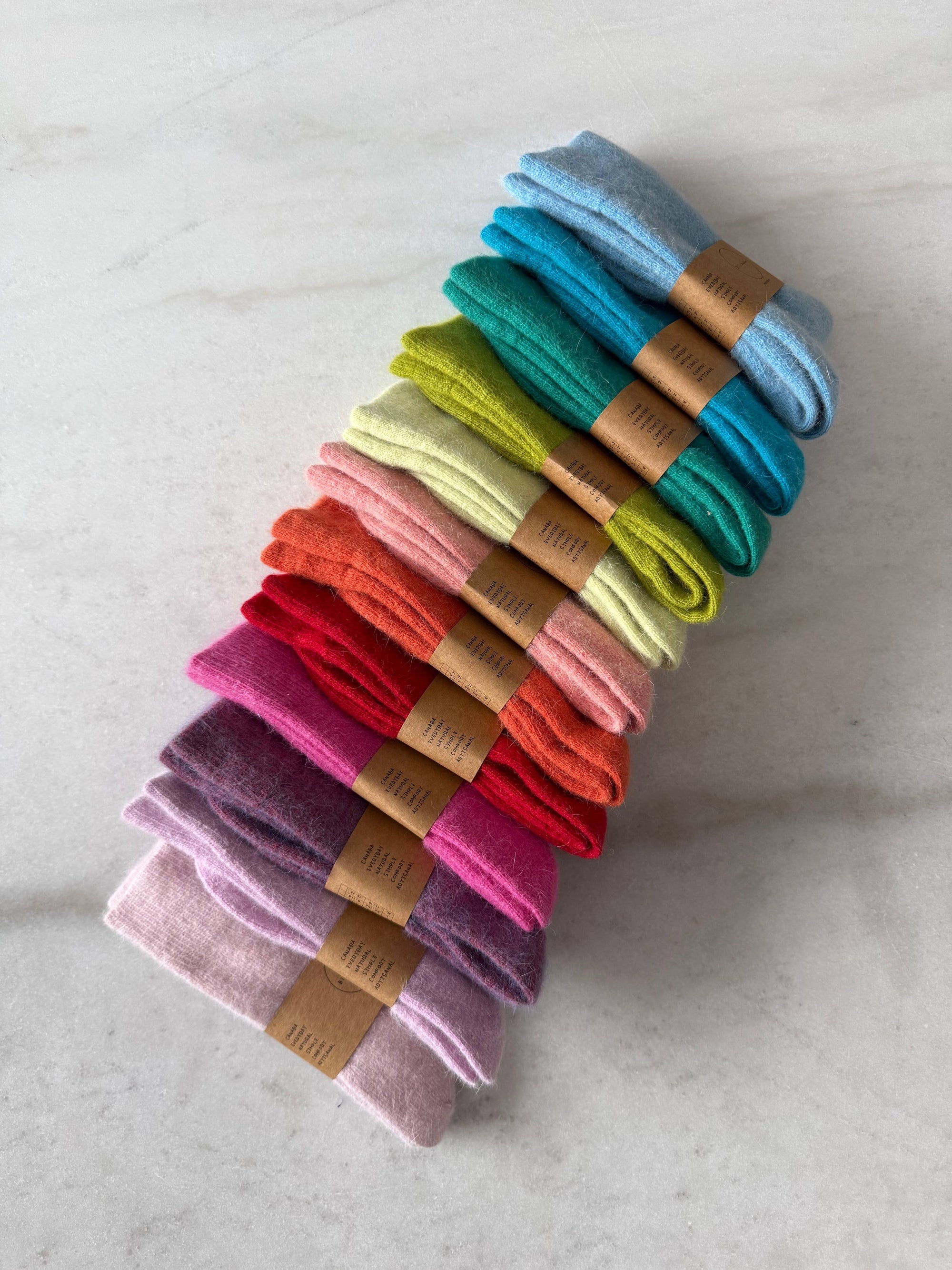 FLUFFY ANGORA SOCKS - crystal bright