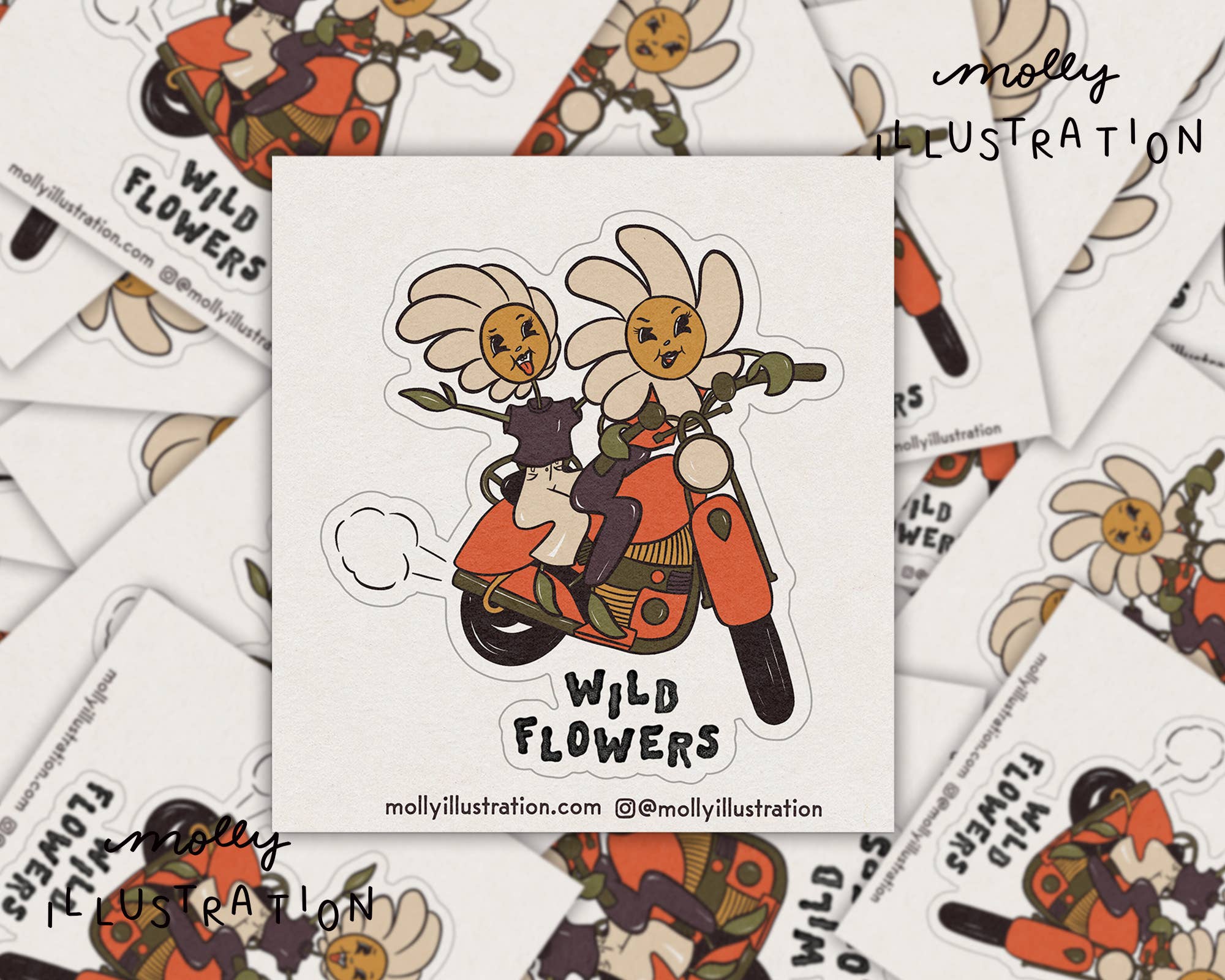 Wild Flowers Waterproof Kiss Cut Vinyl Sticker