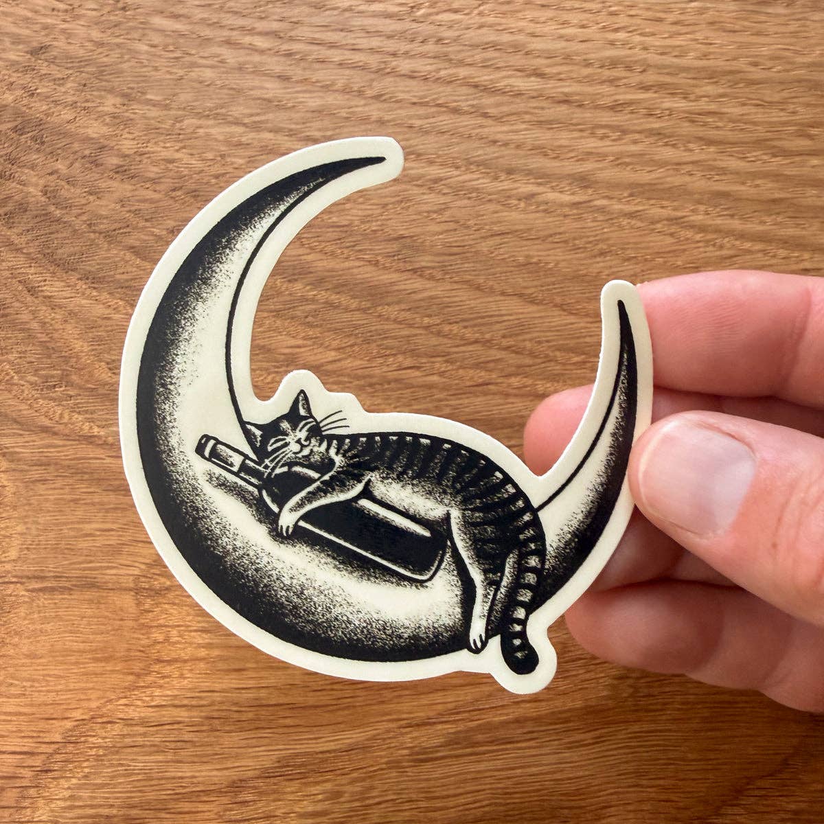 Moon Wine Cat 3 Inch Matte Vinyl Sticker