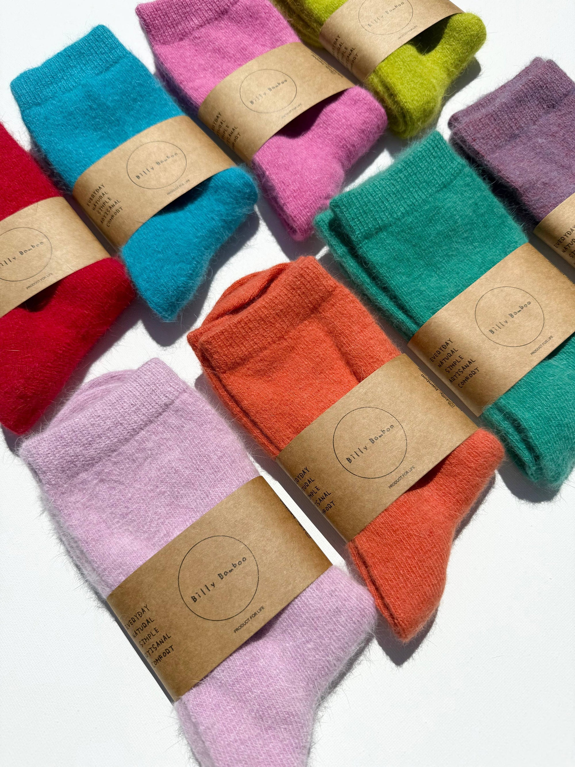 FLUFFY ANGORA SOCKS - crystal bright