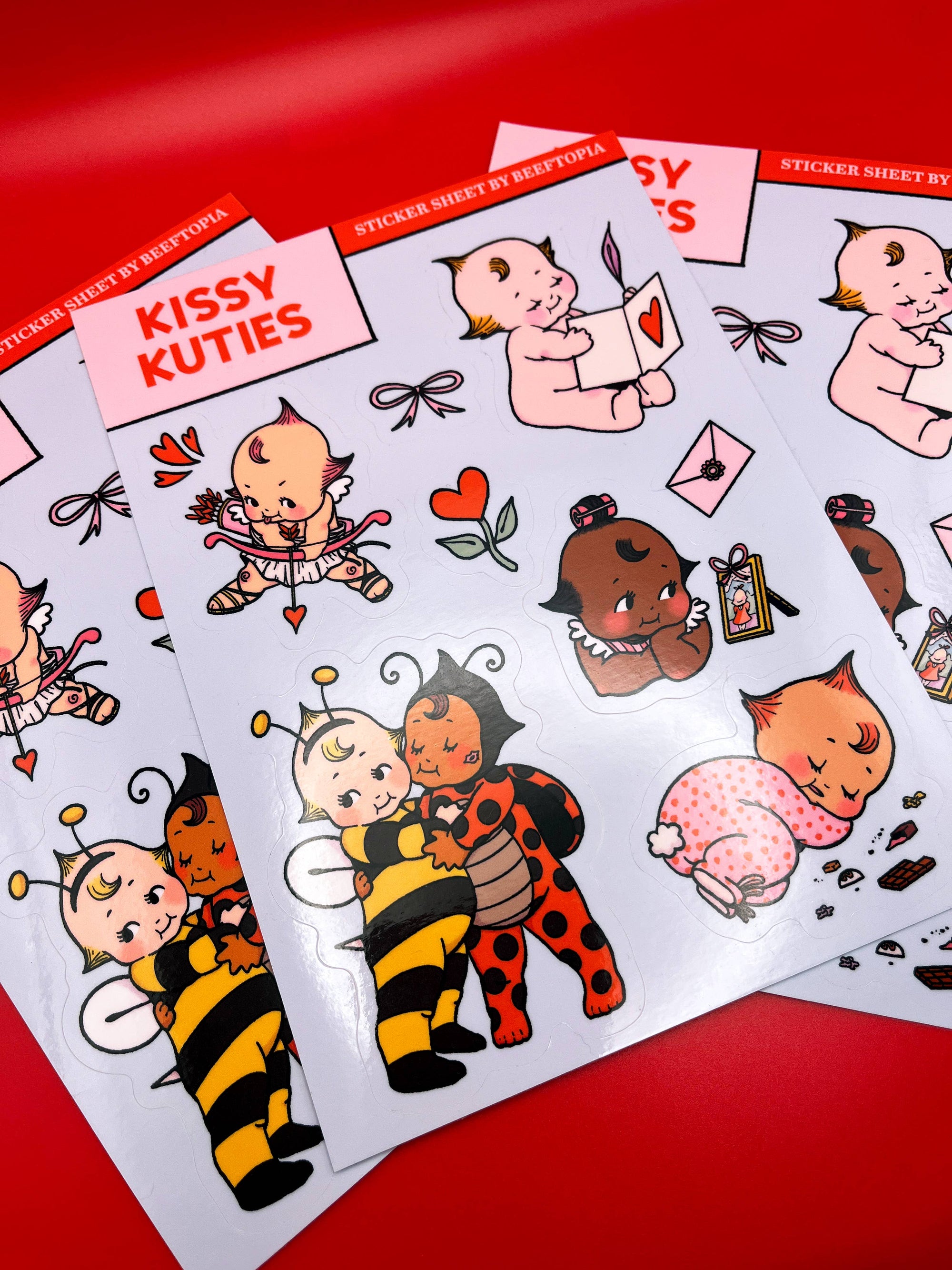 Kissy Kuties Waterproof Vinyl Sticker Sheet