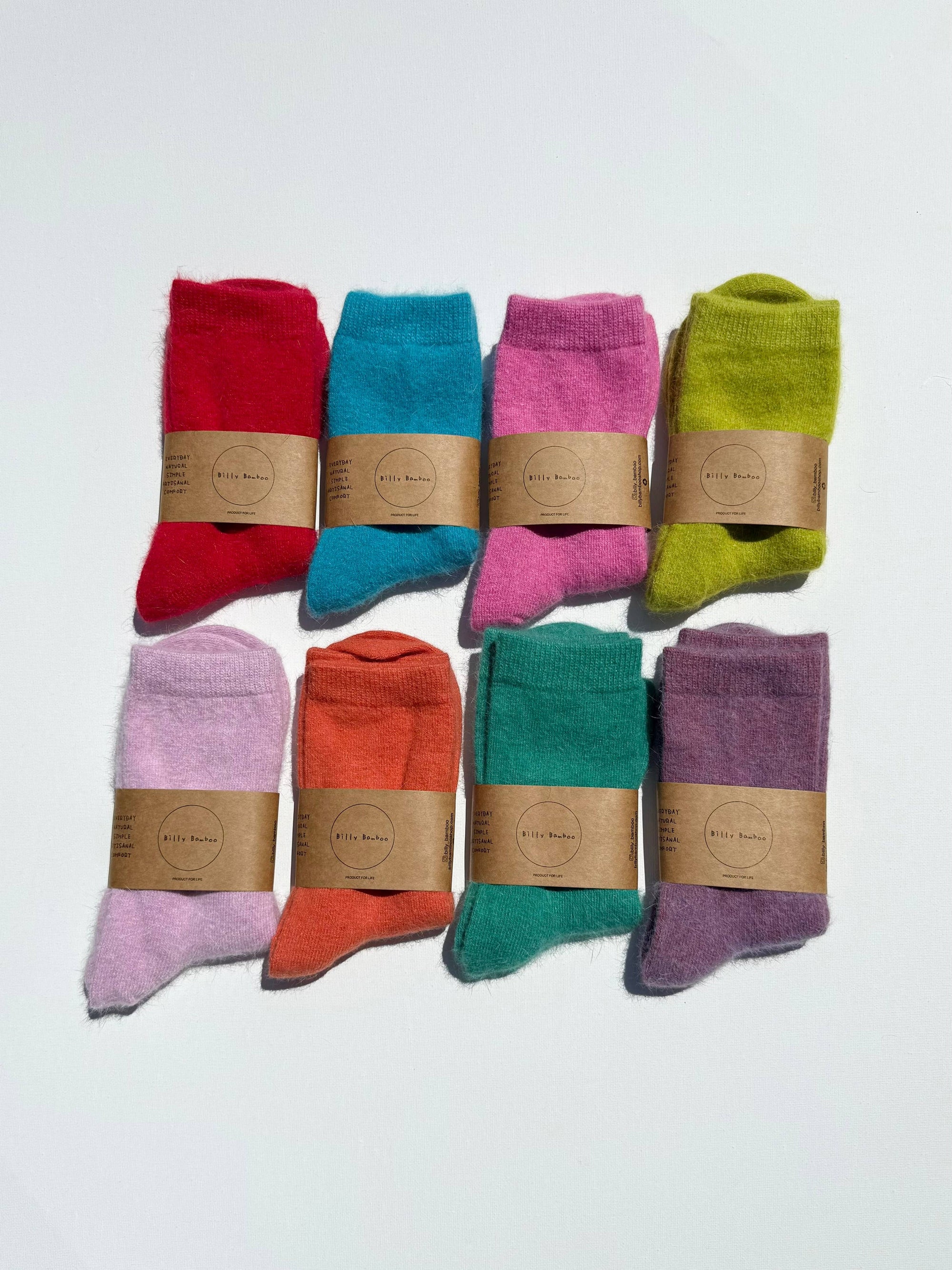 FLUFFY ANGORA SOCKS - crystal bright