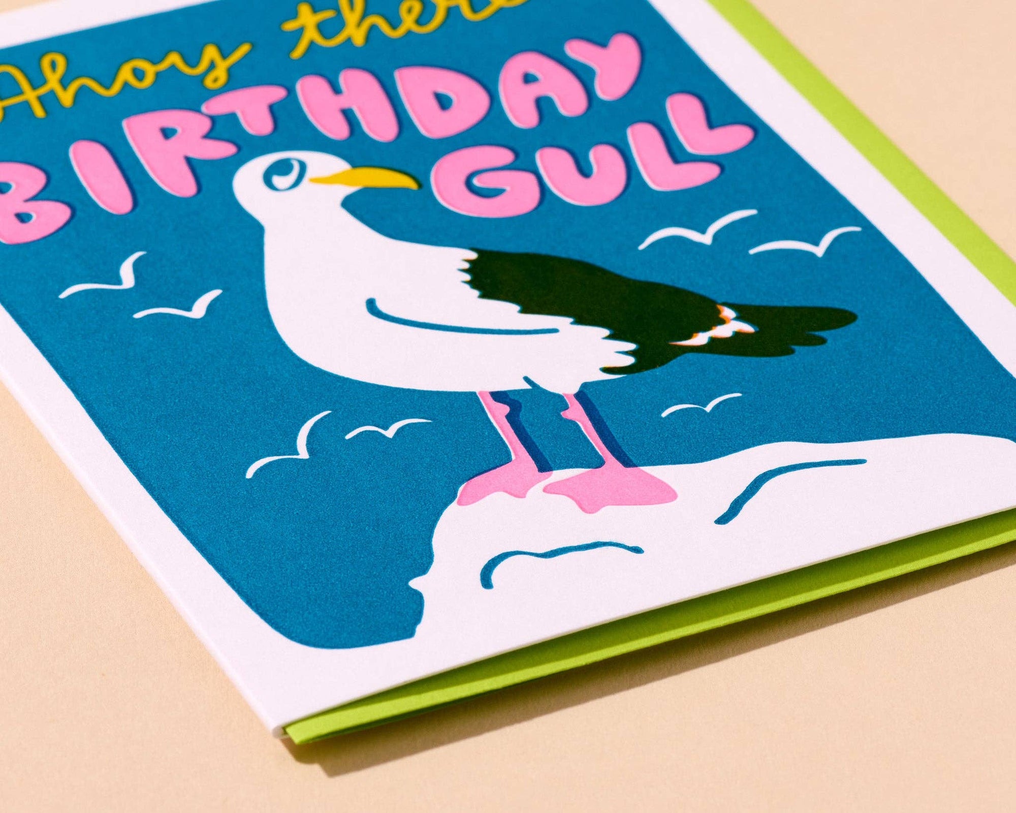 Seaside Letterpress Birthday  Greeting Card – Birthday Gull