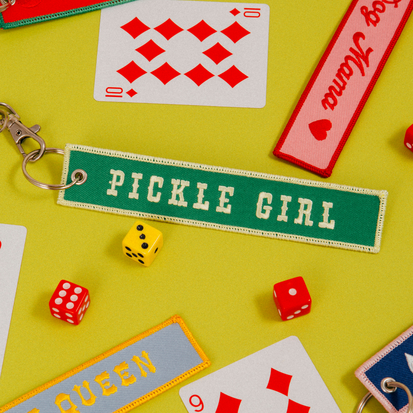 Pickle Girl Embroidered Keychain