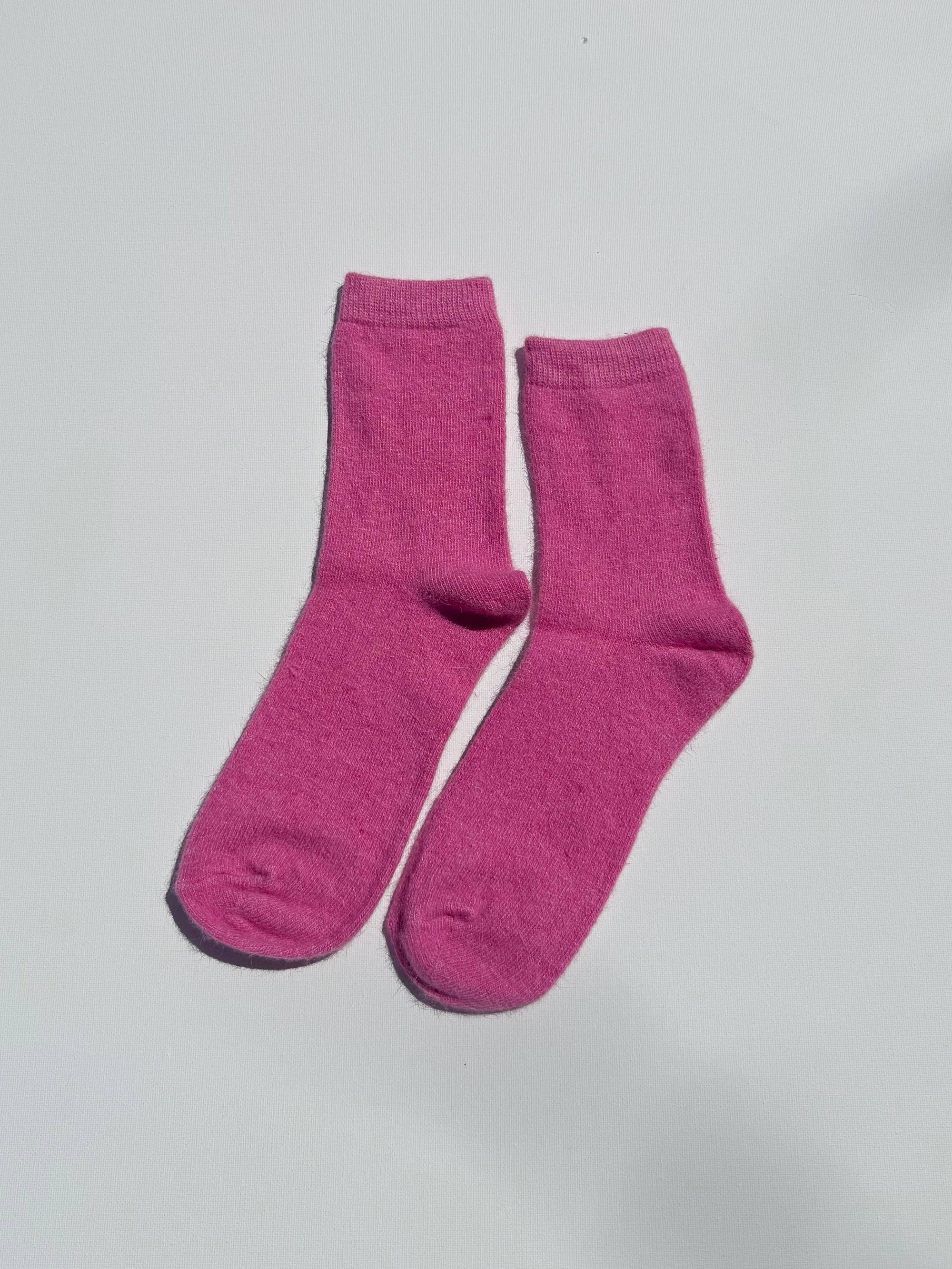 FLUFFY ANGORA SOCKS - crystal bright