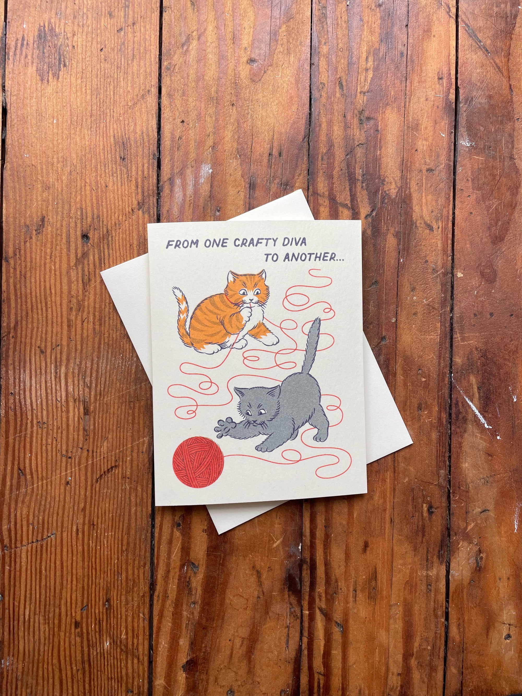 From One Crafty Diva To Another Cats Greeting Card