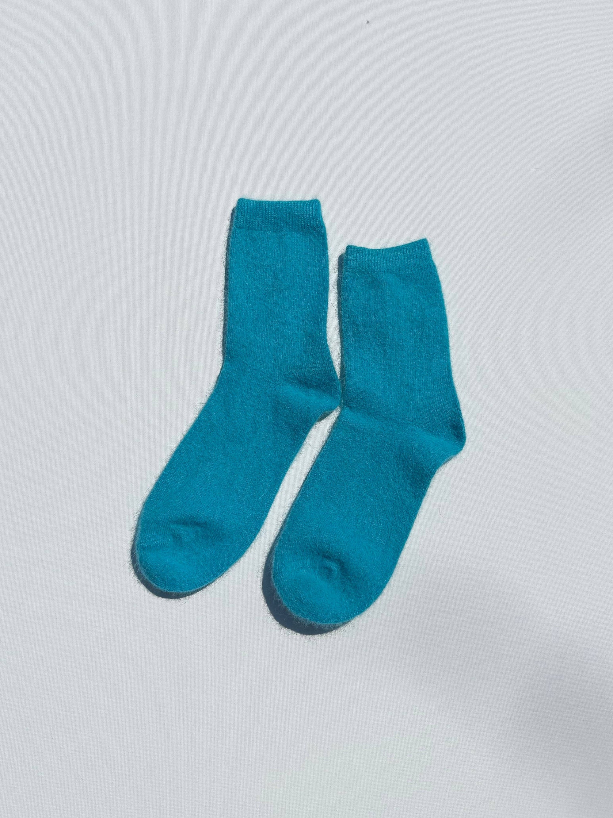 FLUFFY ANGORA SOCKS - crystal bright