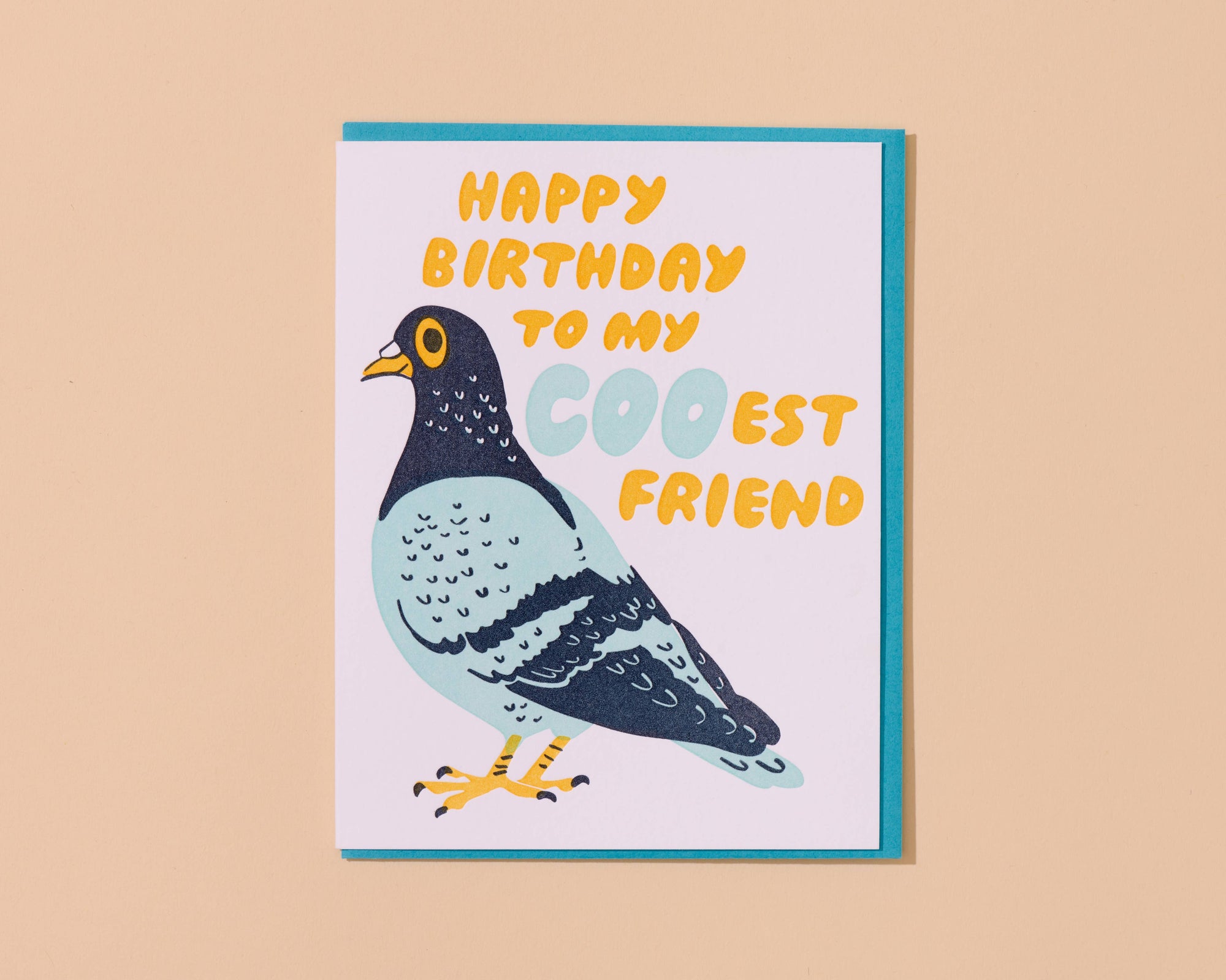 Witty Letterpress Birthday Greeting Card – Coo Pigeon