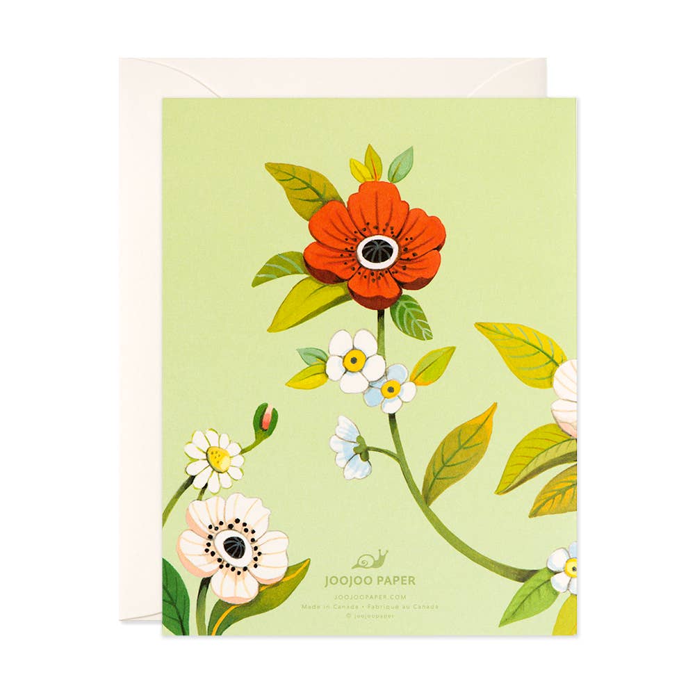 Green Floral Thank You Greeting Card