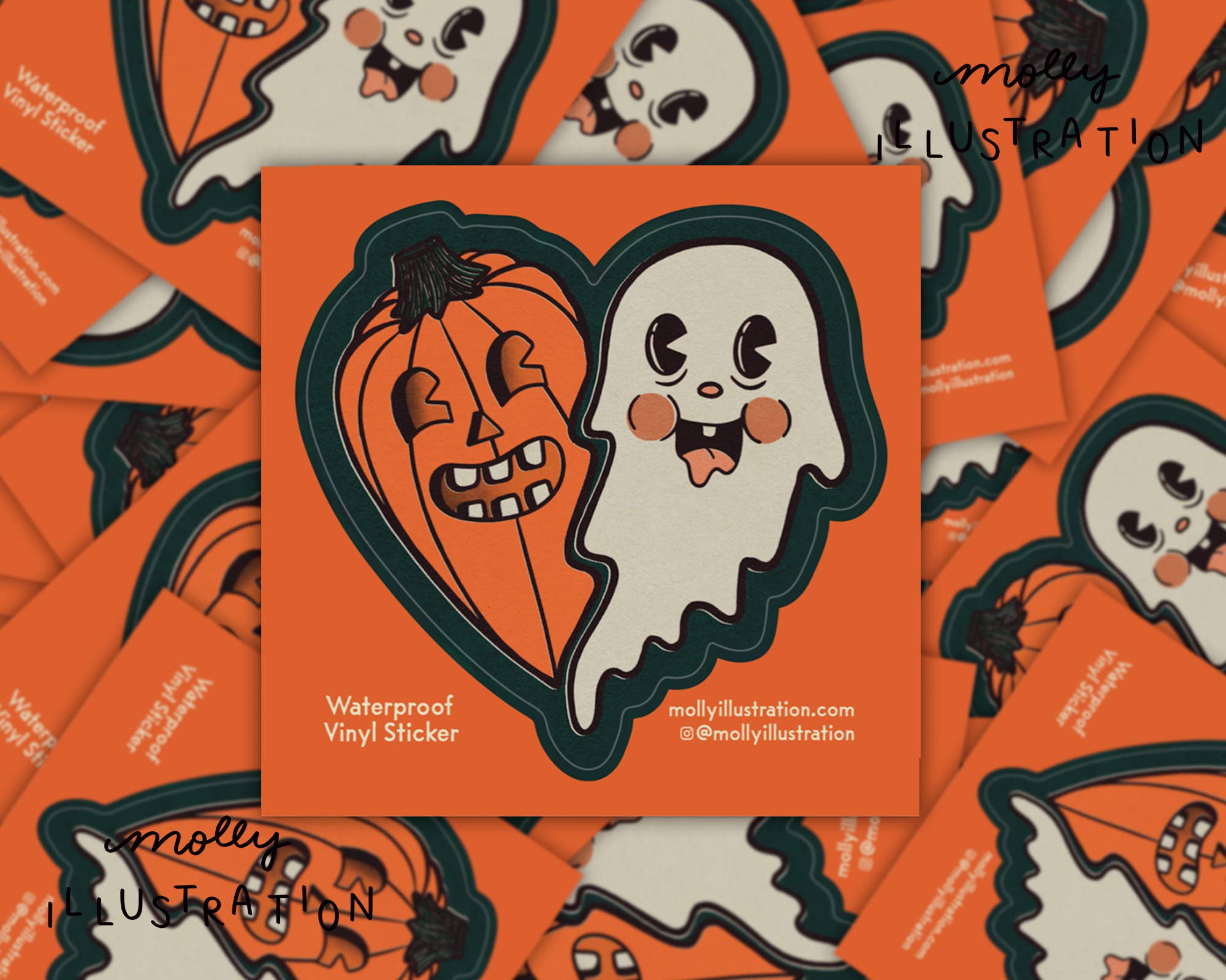 Spooky Pals Ghost and Pumpkin Waterproof Vinyl Sticker