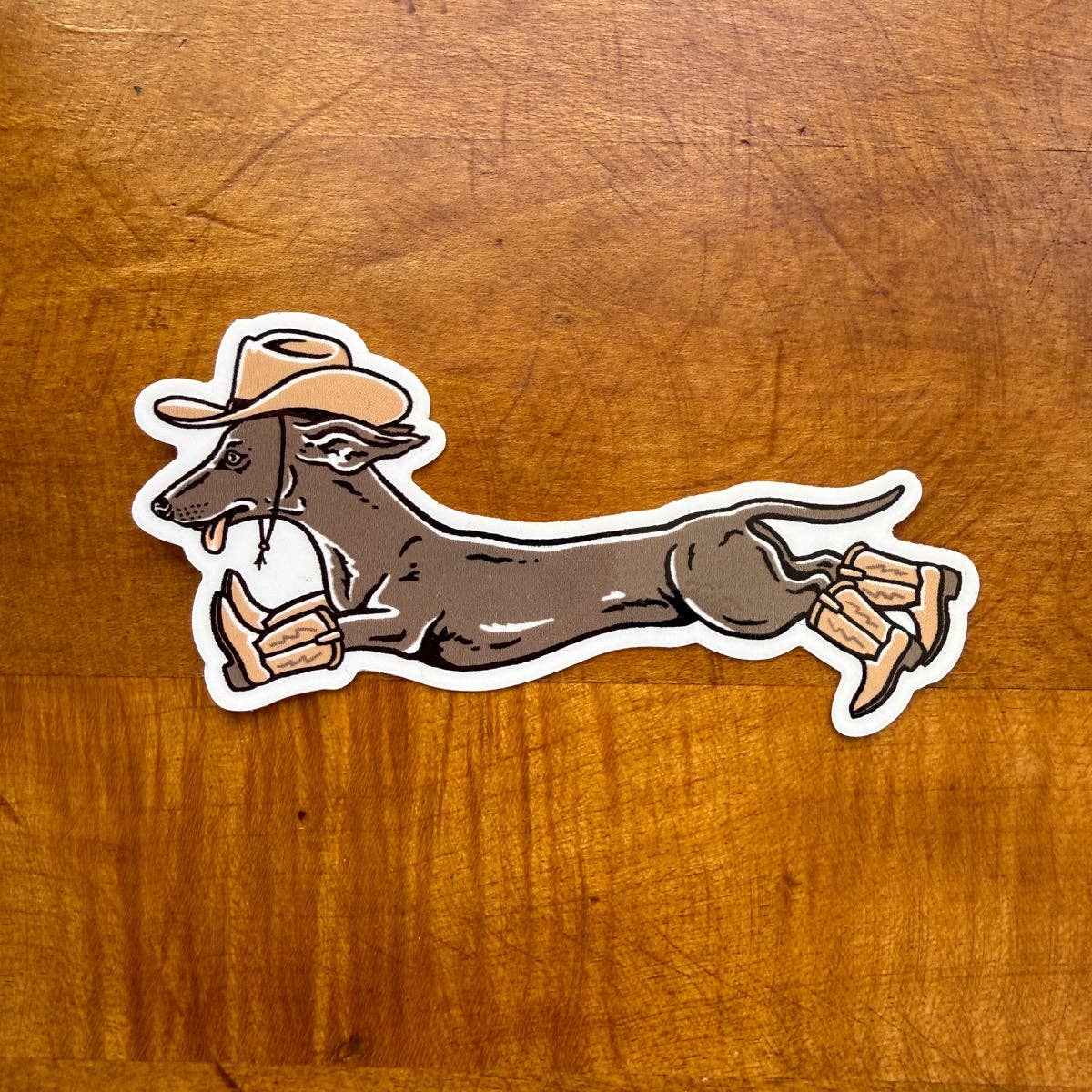 Weenie Dog Ruff Rider 3.5 Glossy Vinyl Sticker