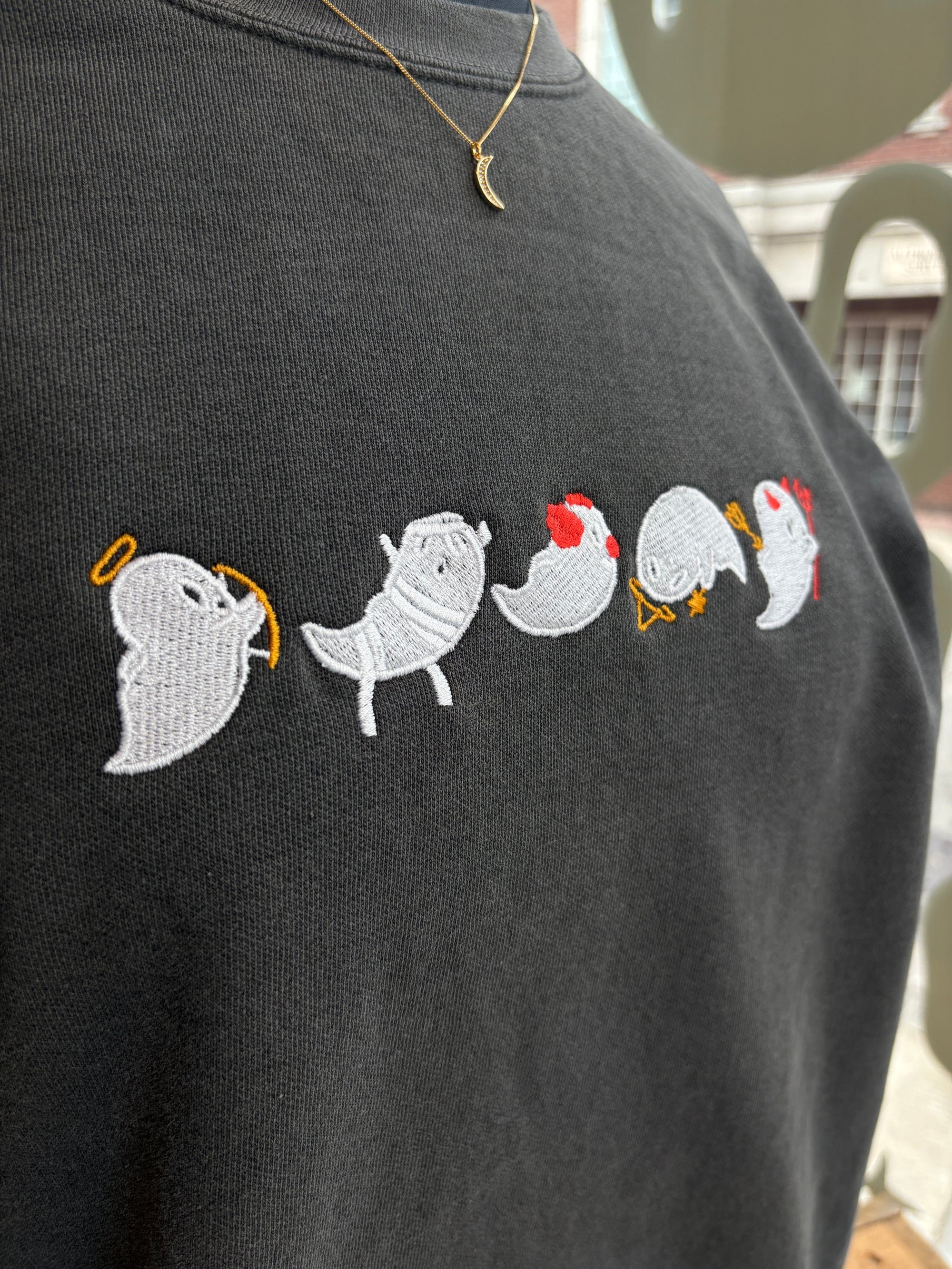 Embroidered Ghost Crewneck Sweatshirt