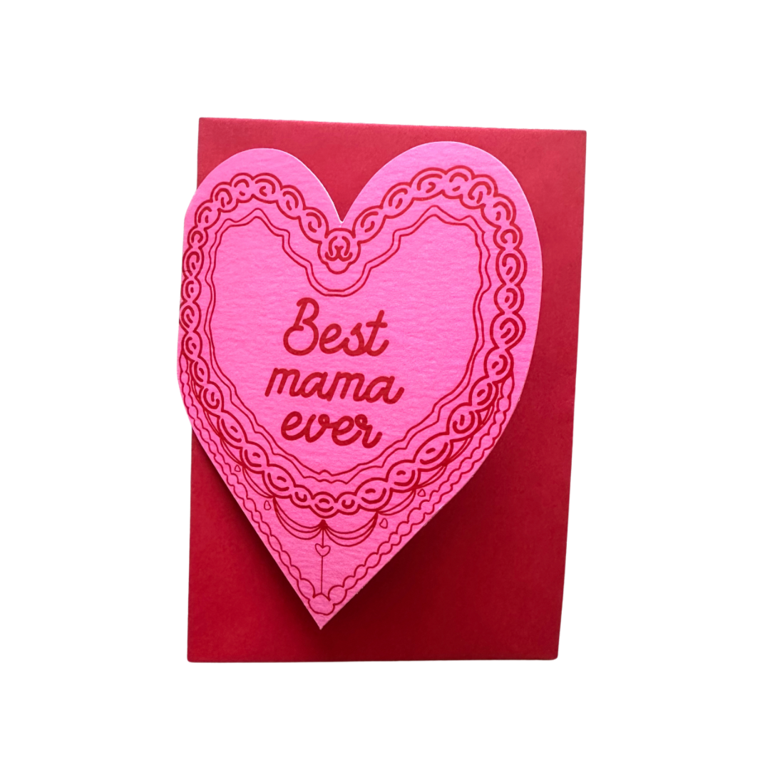 Best mama ever cake heart card