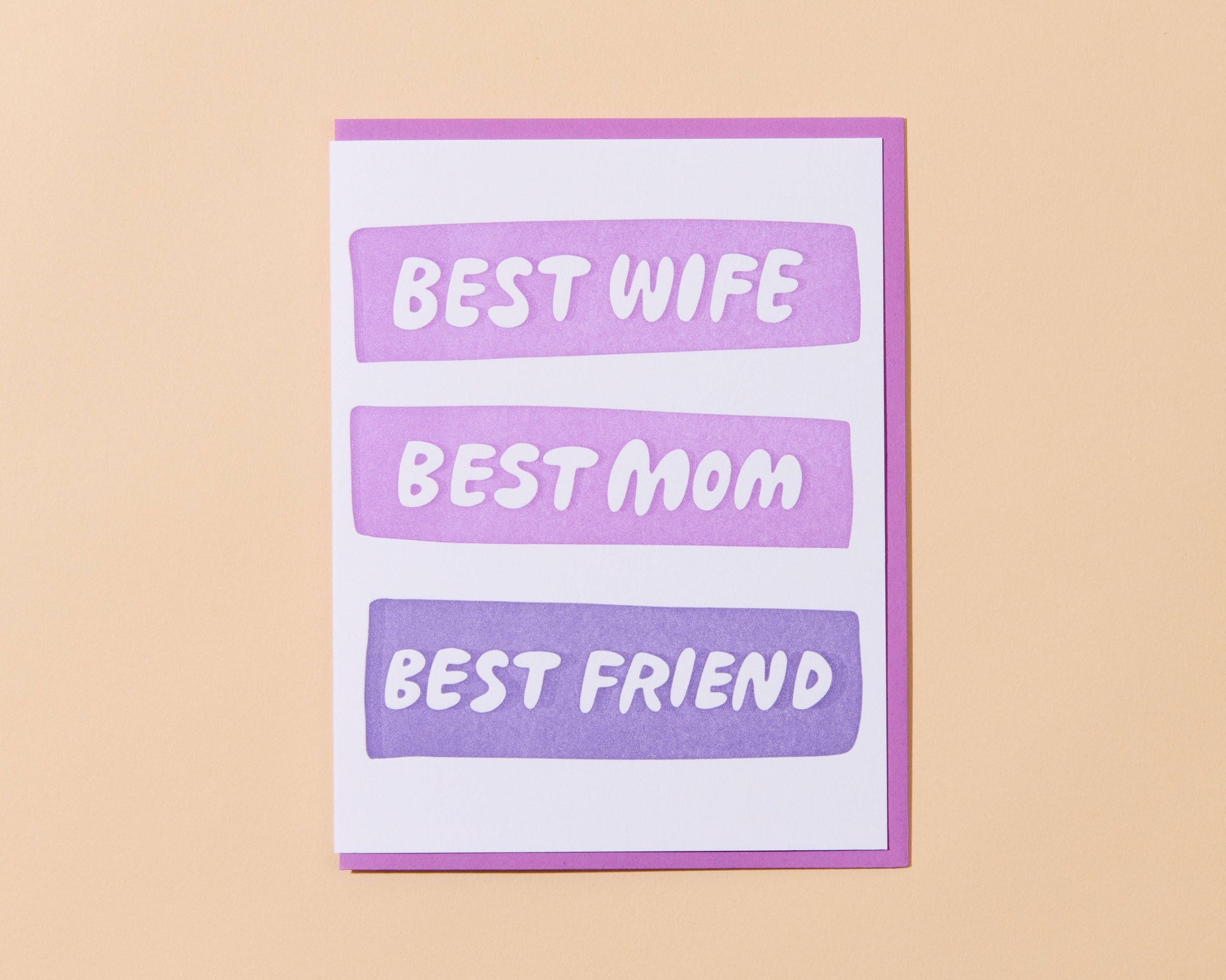 Best Wife/Mom/Friend Mother's Day Letterpress Greeting Card from Partner- Made in USA - Mom Birthday, Wife Anniversary, Mother's Day