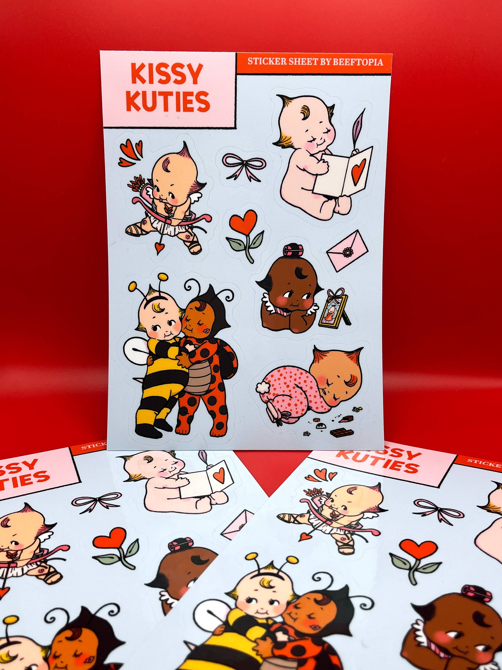 Kissy Kuties Waterproof Vinyl Sticker Sheet