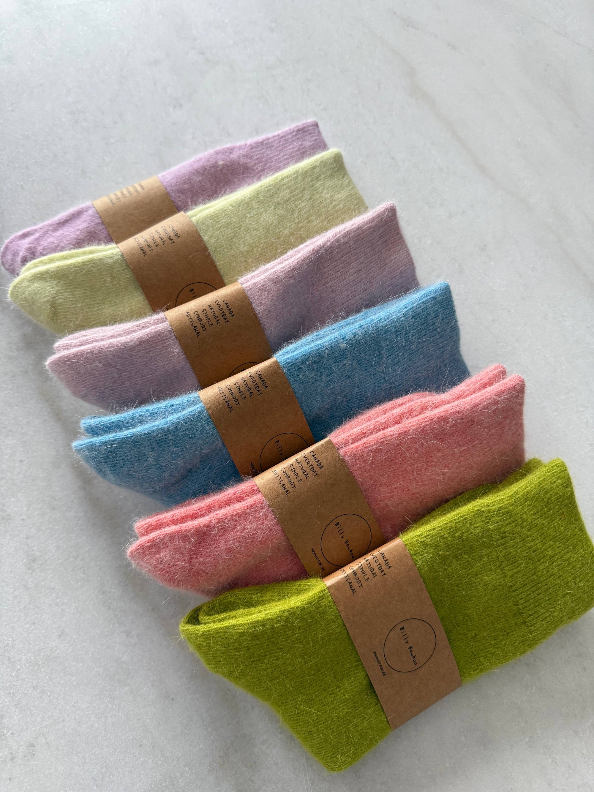 FLUFFY ANGORA SOCKS - crystal bright