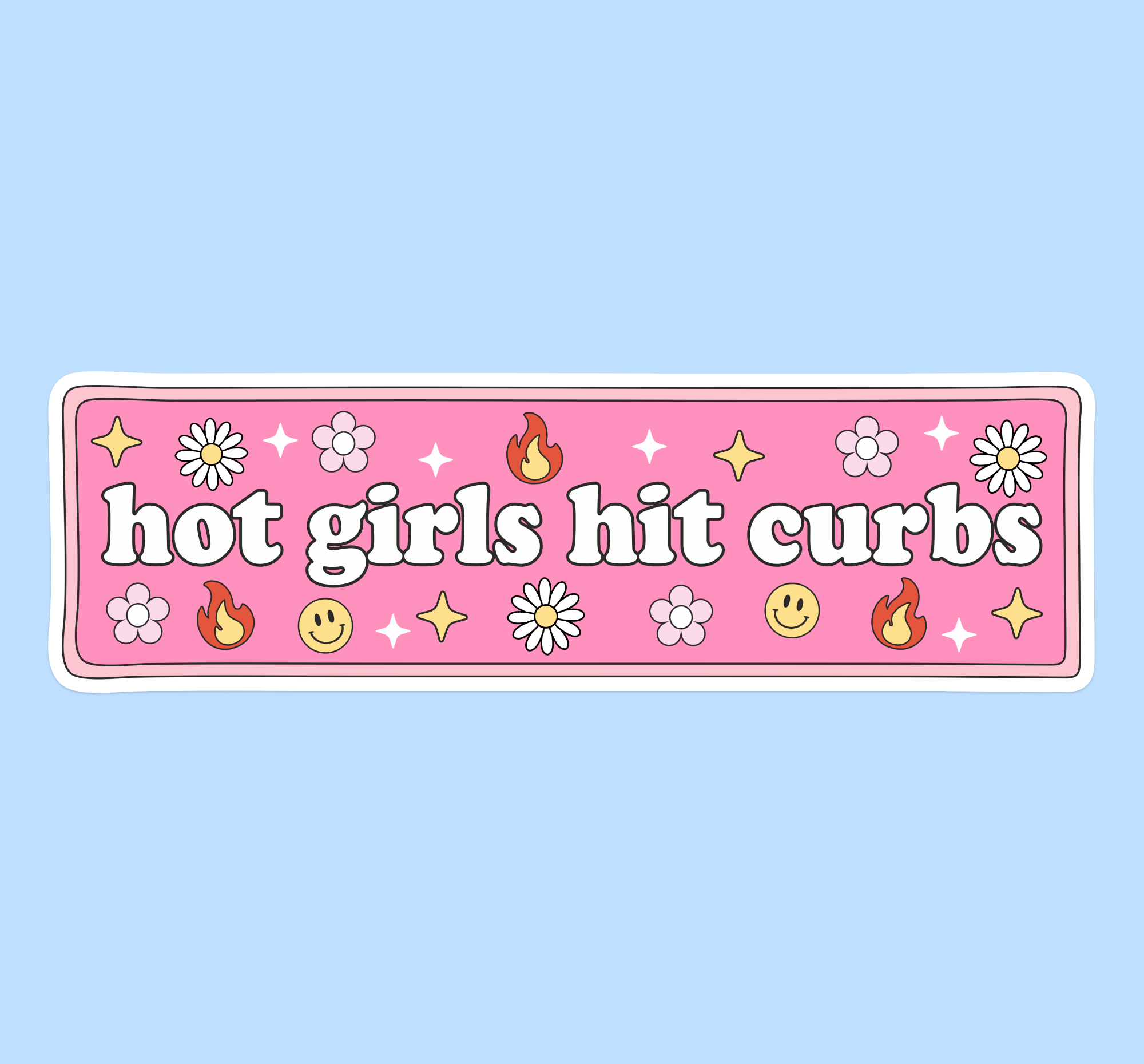 Hot girls hit curbs, Funny bumper sticker, Car sticker