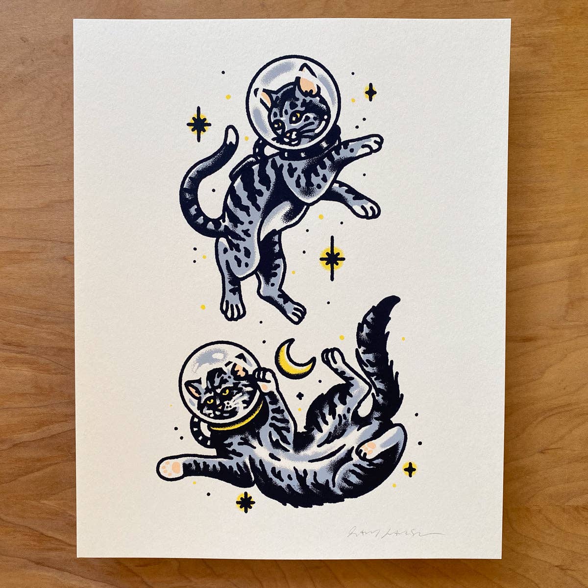 Astrocats -  Space Cats 8x10in Silkscreen Print