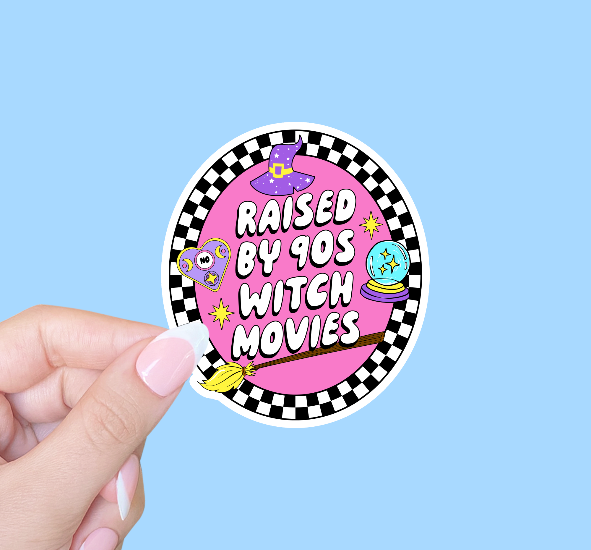 Raised by 90s witch movies, 90s nostalgia, Retro sticker
