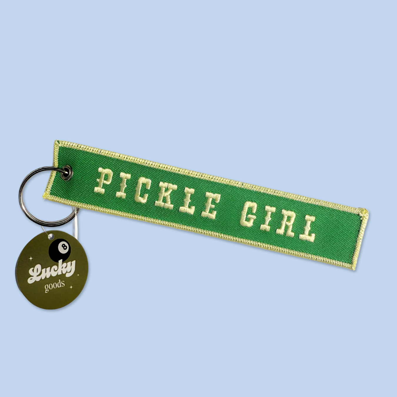 Pickle Girl Embroidered Keychain