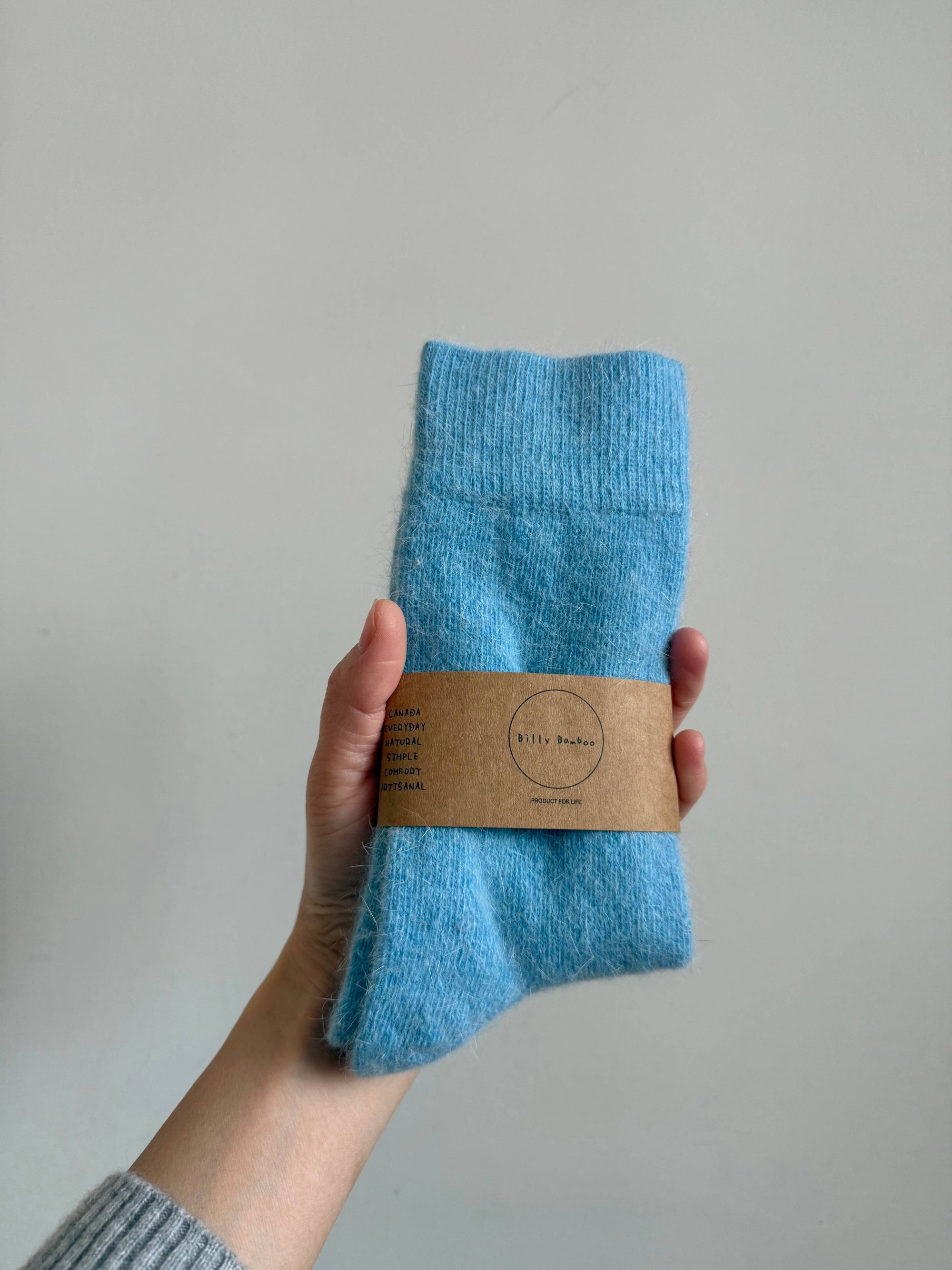 FLUFFY ANGORA SOCKS - crystal bright