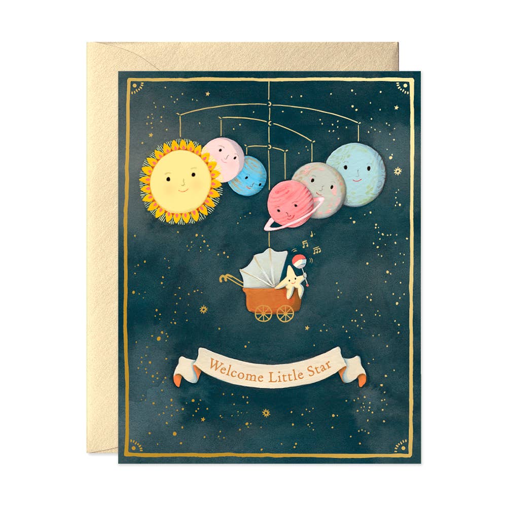 Welcome Little Star - Solar System Baby Card