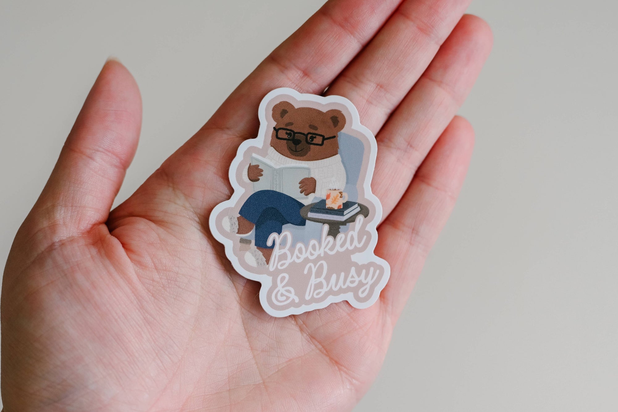 Booked And Busy Bear Reader Sticker