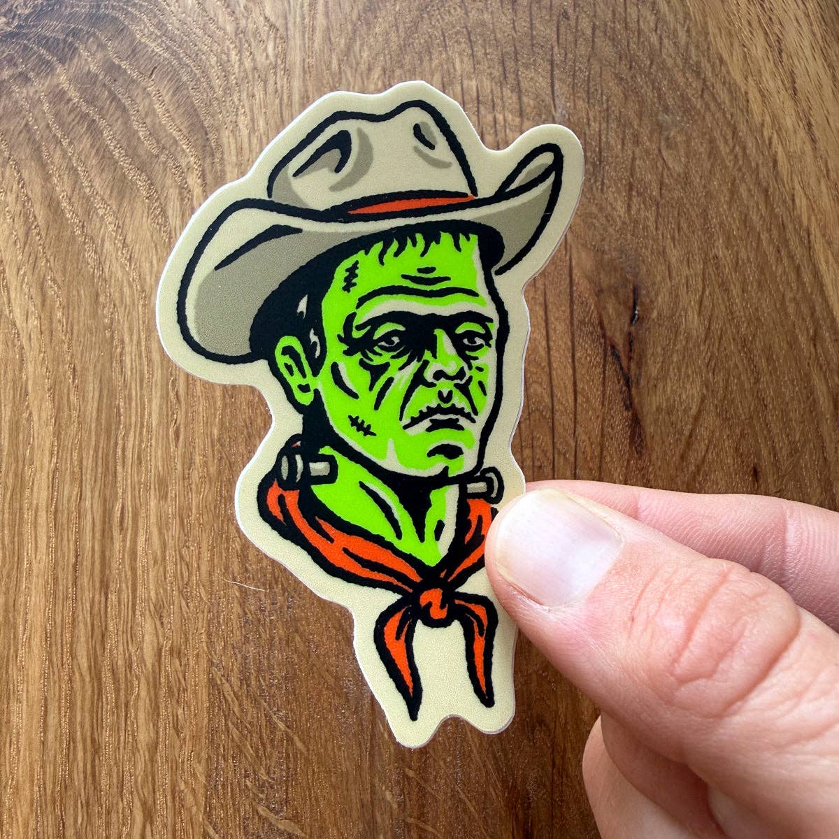 Frank the Cowboy 3 Inch Matte Vinyl Frankenstein Sticker