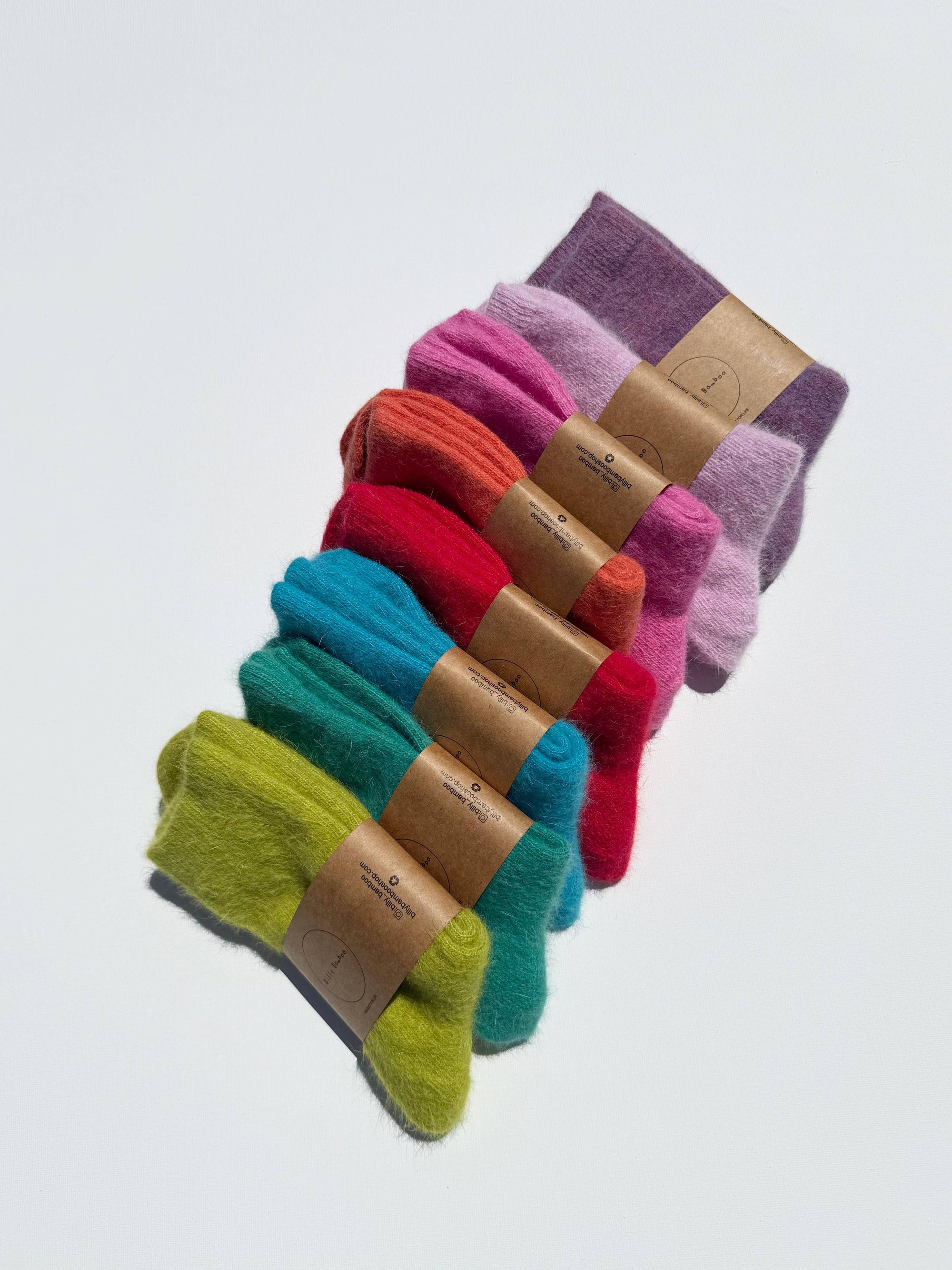 FLUFFY ANGORA SOCKS - crystal bright