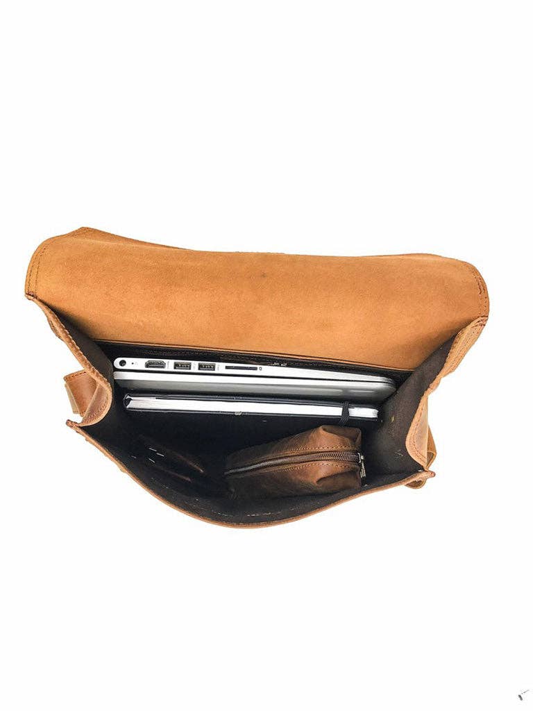 Montreal Leather Satchel - Saddle Brown