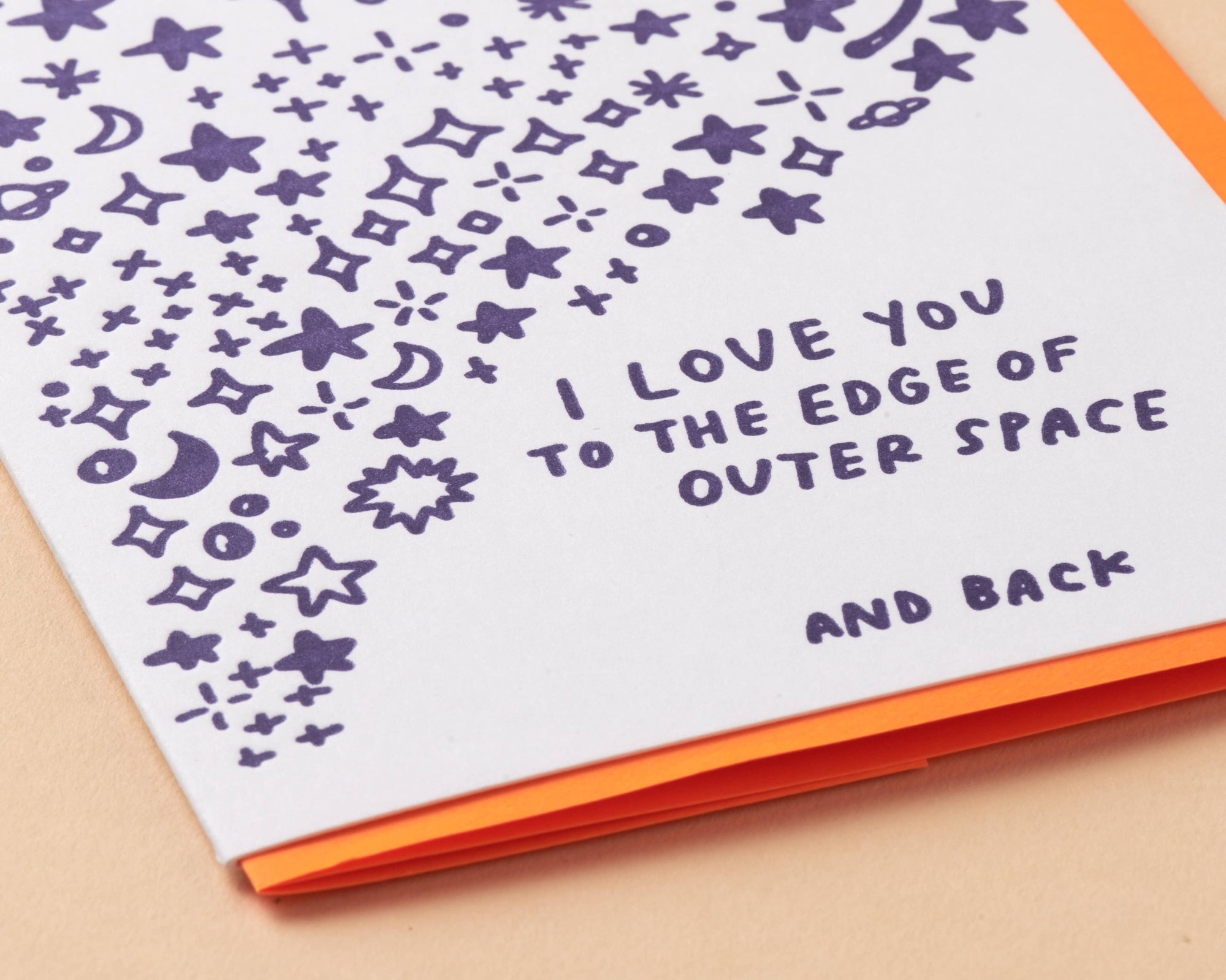 Outer Space I Love You Letterpress Greeting Card- Made in USA