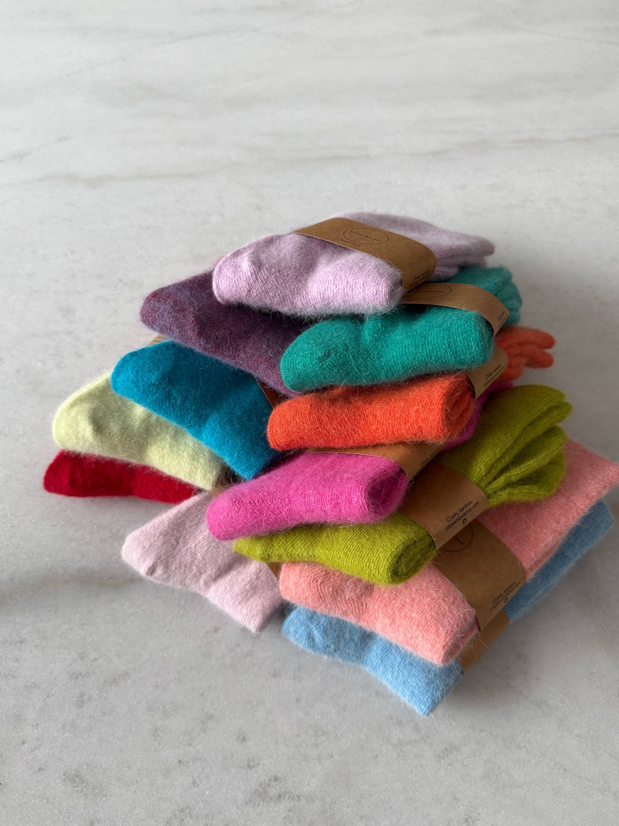 FLUFFY ANGORA SOCKS - crystal bright