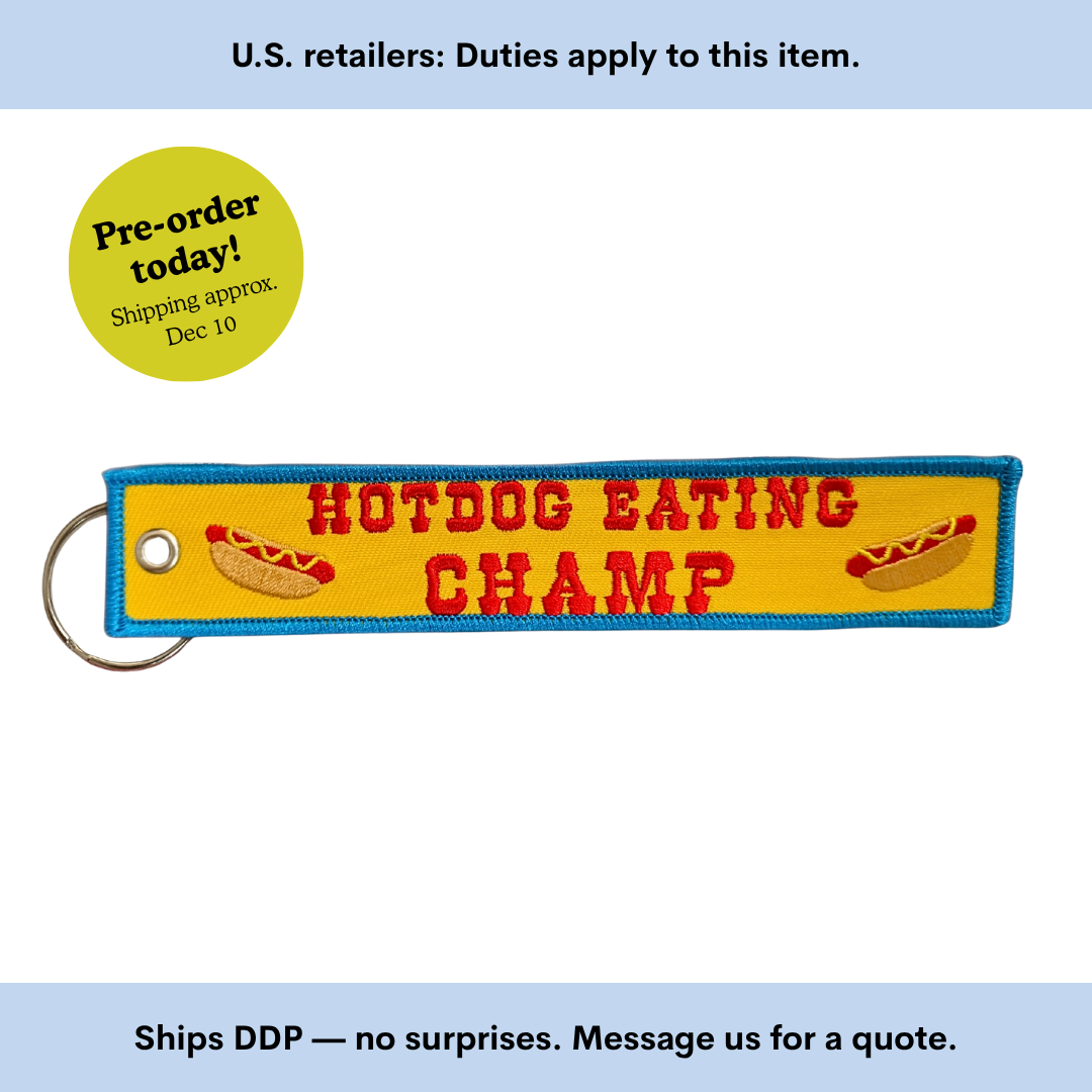 Hotdog Champ Embroidered Keychain
