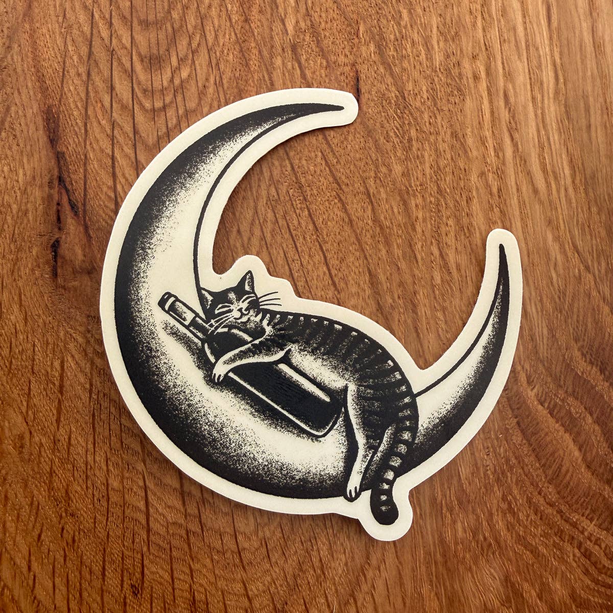 Moon Wine Cat 3 Inch Matte Vinyl Sticker