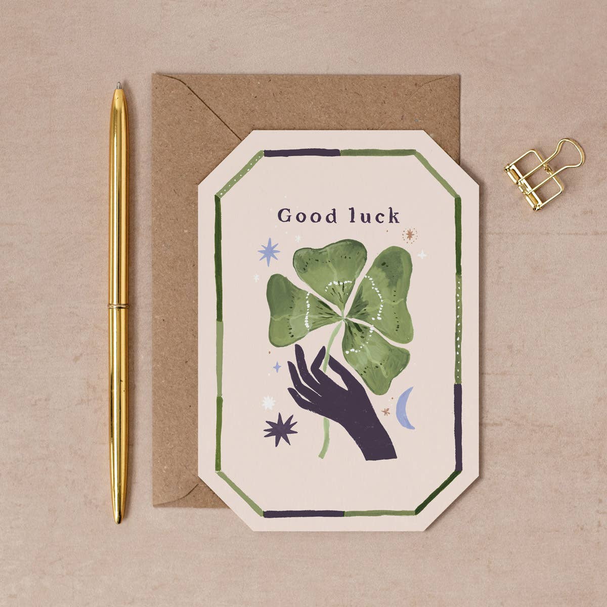 Lucky Clover Good Luck Card | Greetings Cards | Die Cut Card