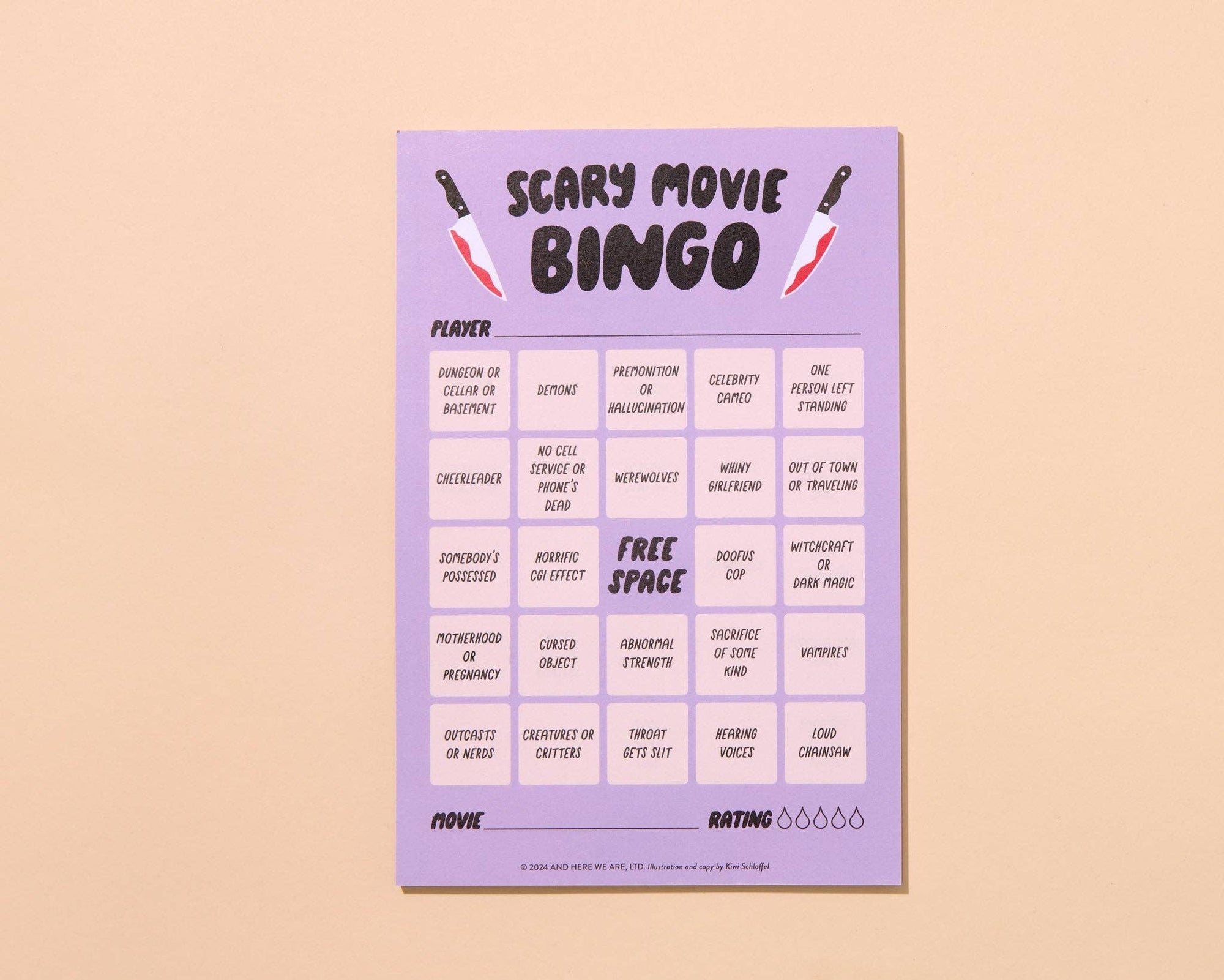 Movie Night Bingo - Scary Movie -  Halloween - Pop Culture