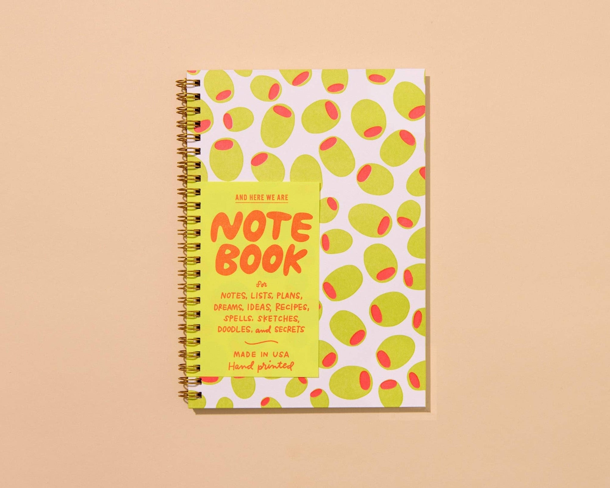 Olives Letterpress Spiral Foodie Notebook