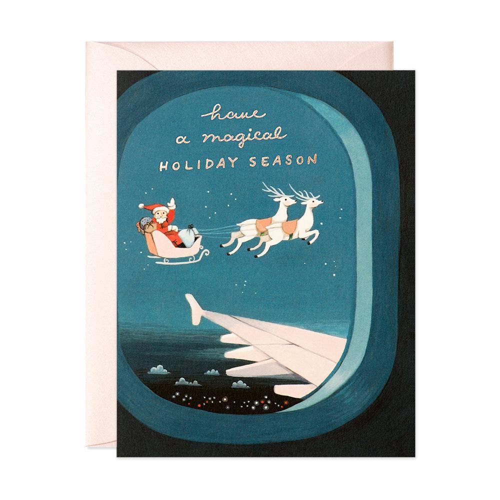 Plane Window Santa Greeting Card