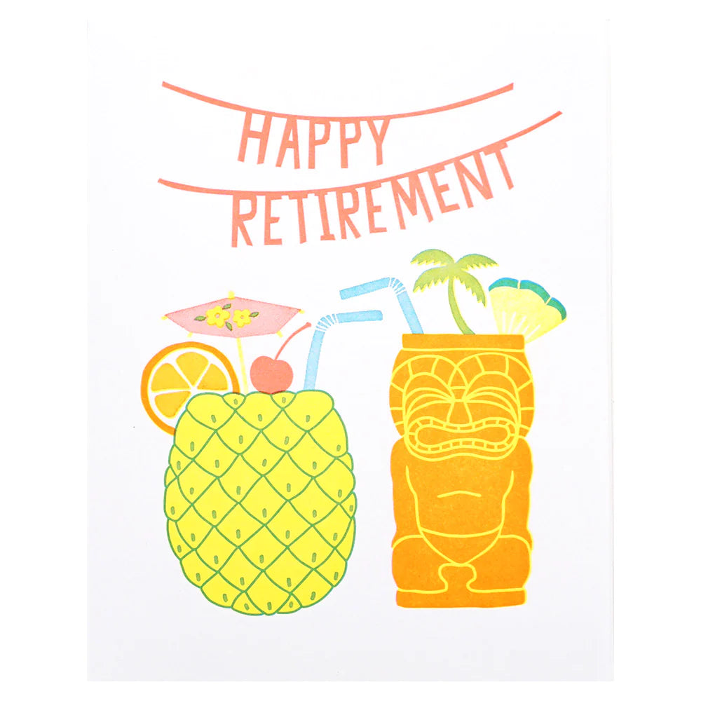 Happy Retirement Tiki Cups Card