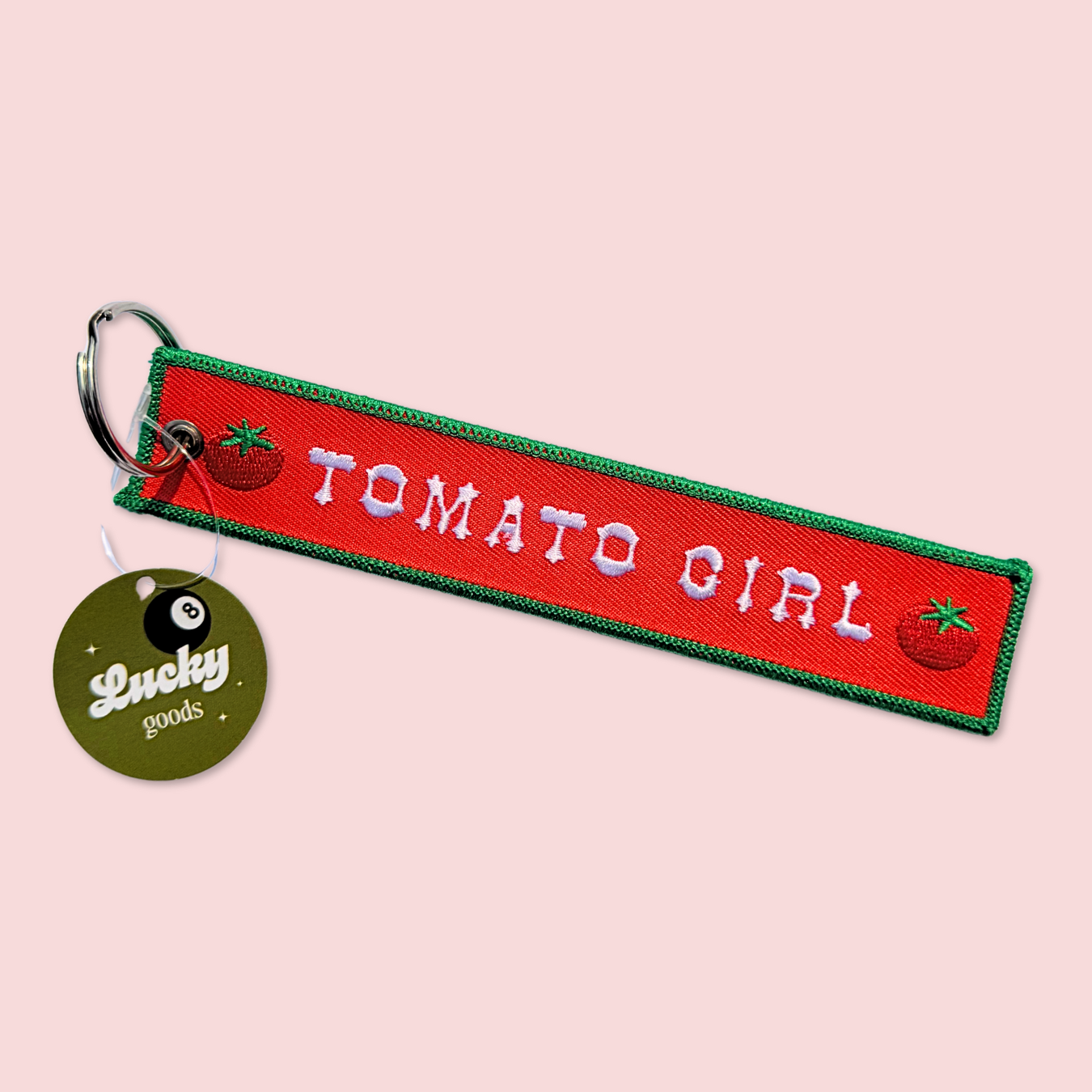Tomato Girl Embroidered Keychain