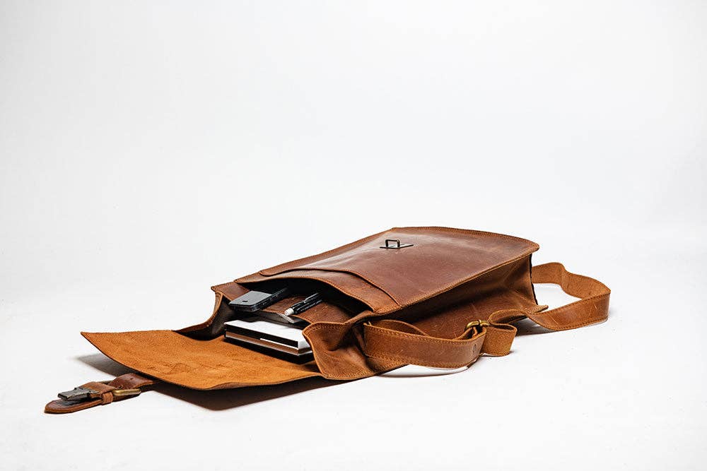 Montreal Leather Satchel - Saddle Brown