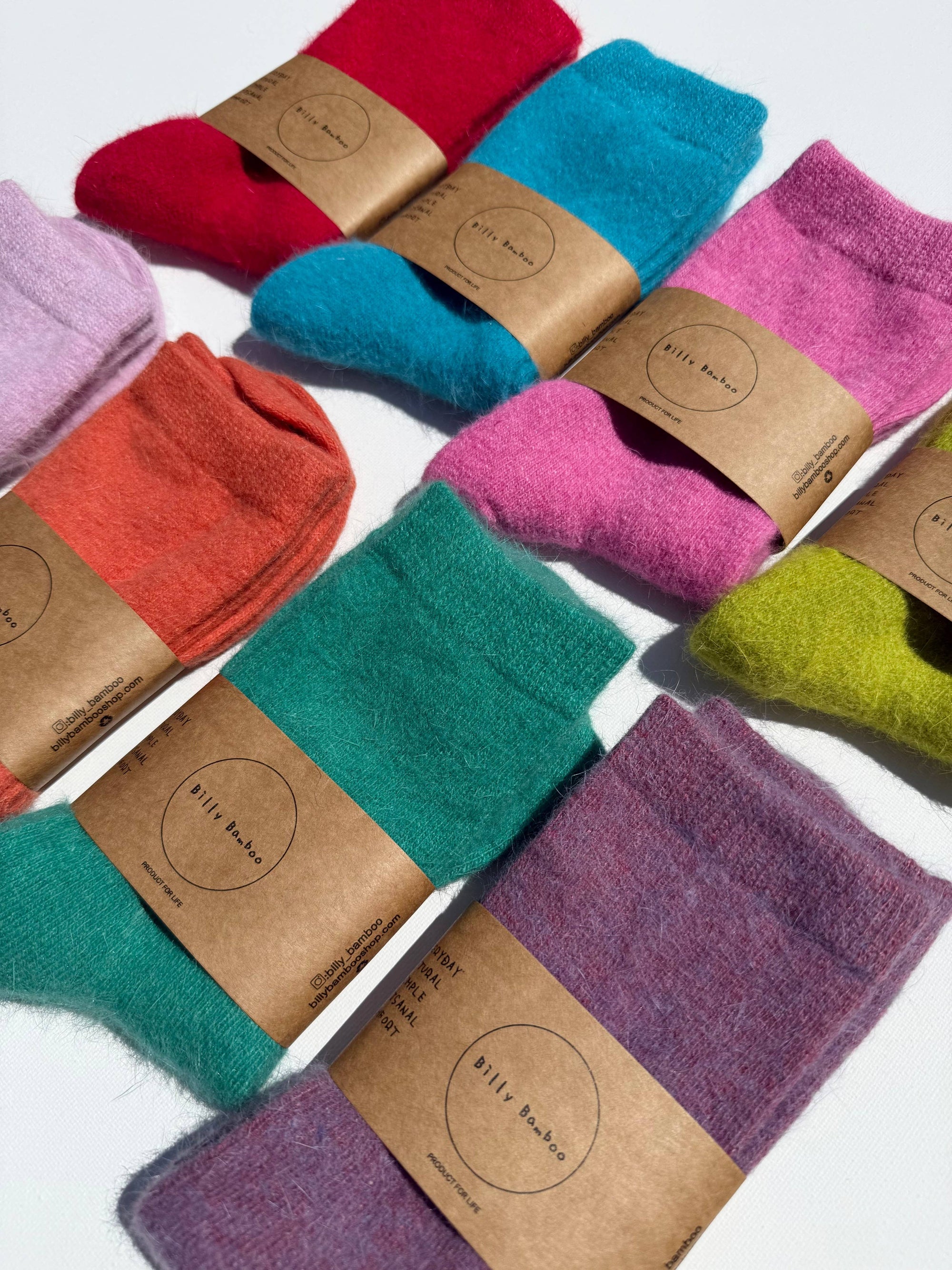FLUFFY ANGORA SOCKS - crystal bright