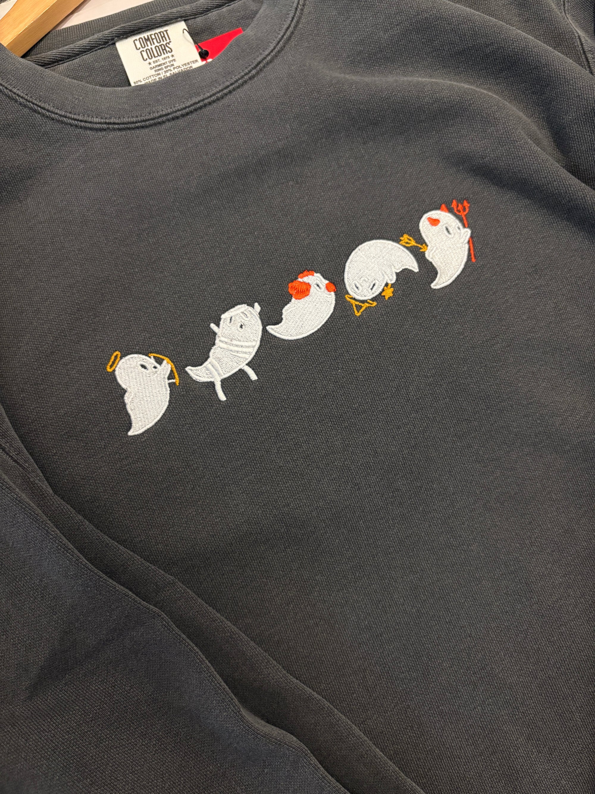 Embroidered Ghost Crewneck Sweatshirt