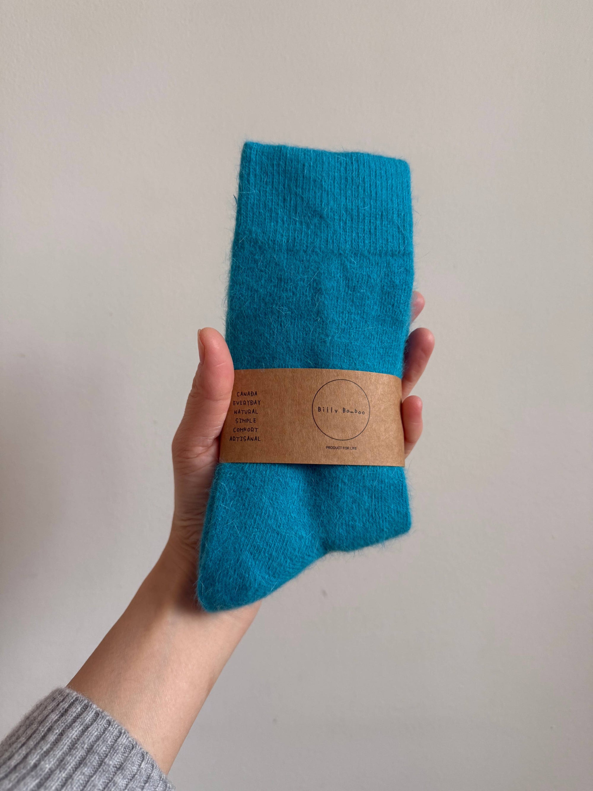 FLUFFY ANGORA SOCKS - crystal bright