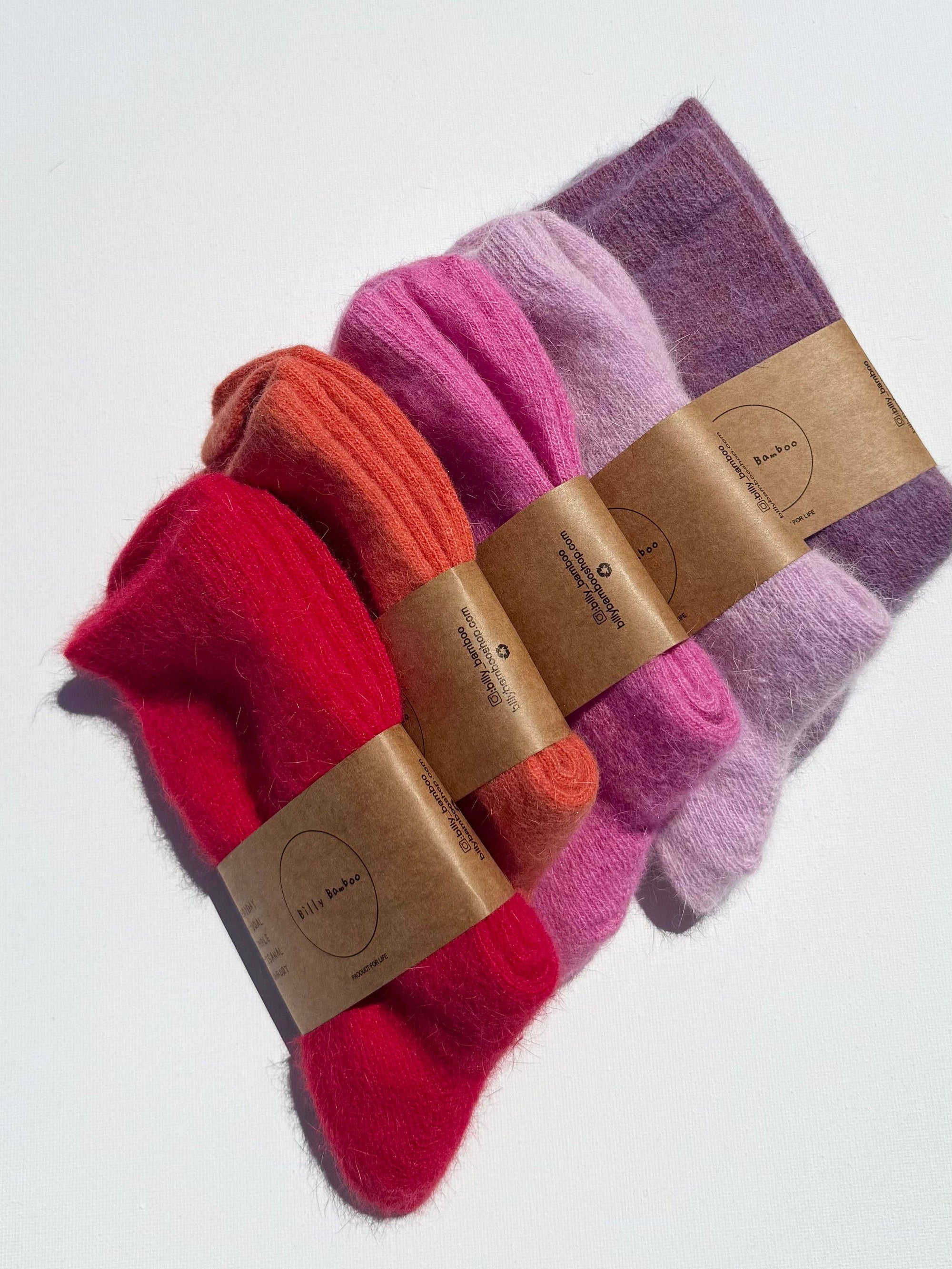 FLUFFY ANGORA SOCKS - crystal bright