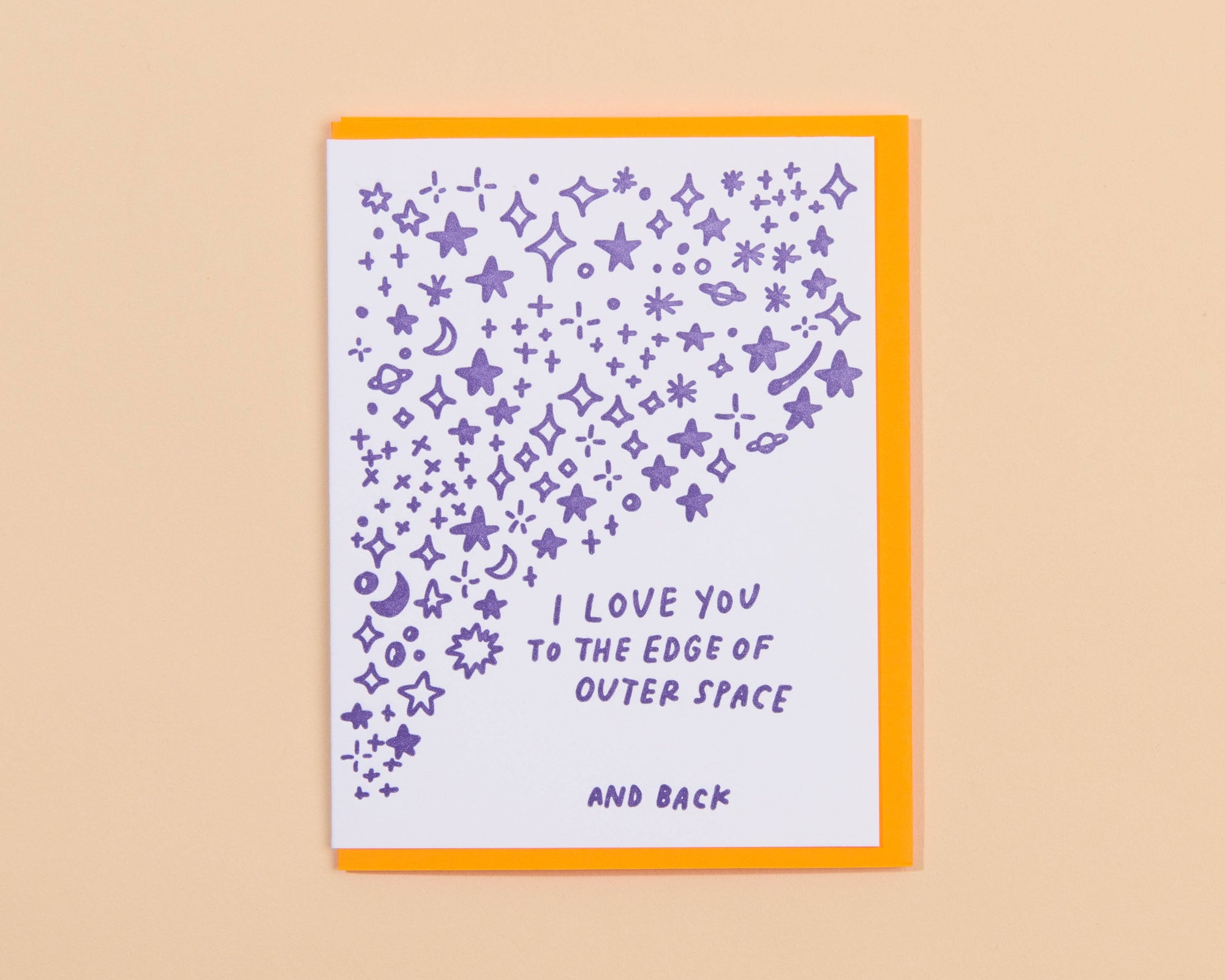 Outer Space I Love You Letterpress Greeting Card- Made in USA