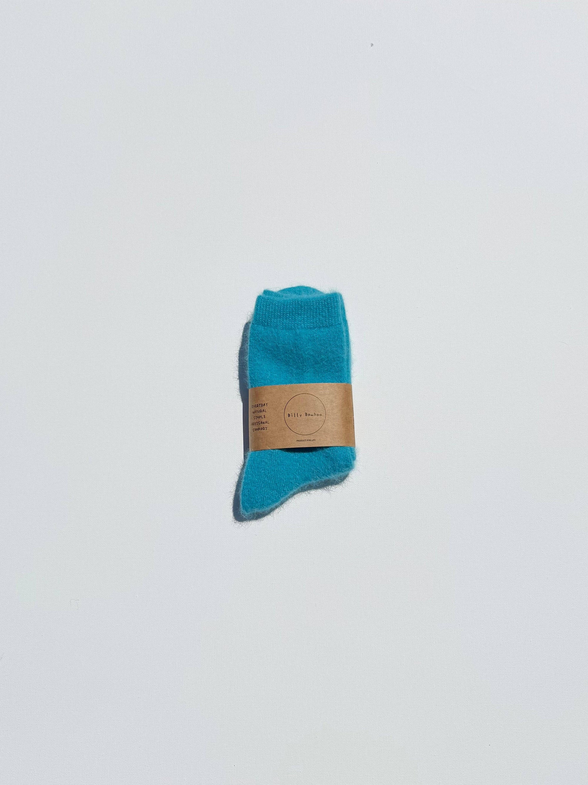 FLUFFY ANGORA SOCKS - crystal bright