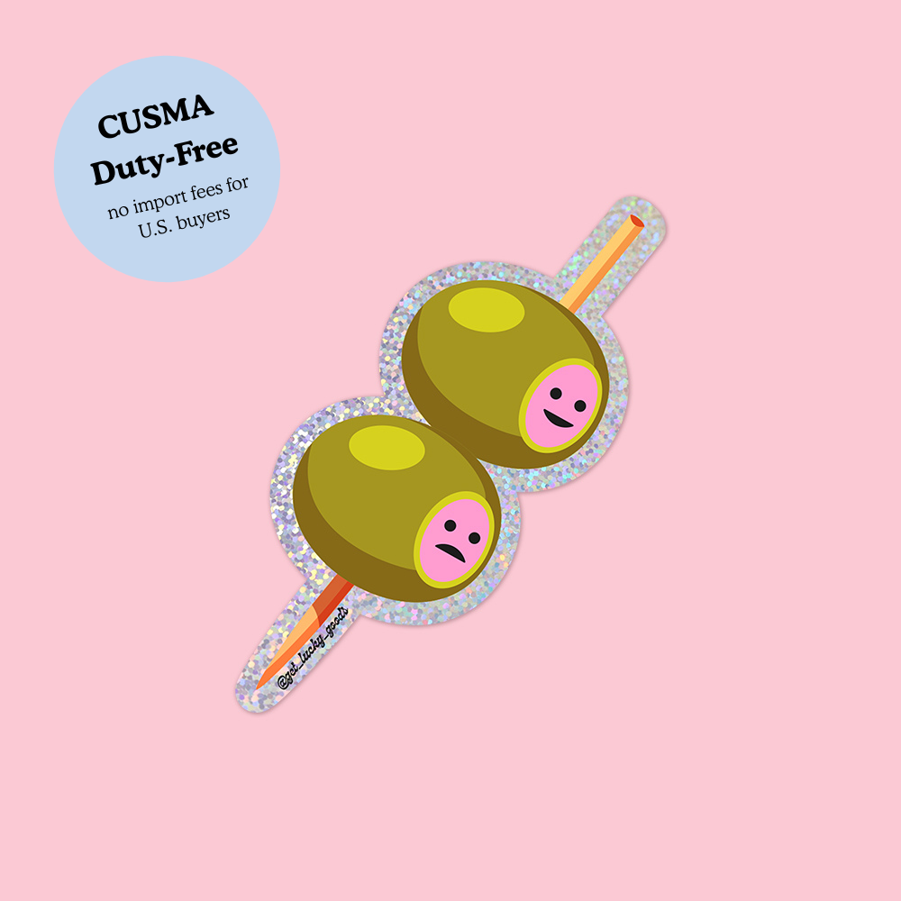 Happy/Sad Olives - Glitter Vinyl Sticker