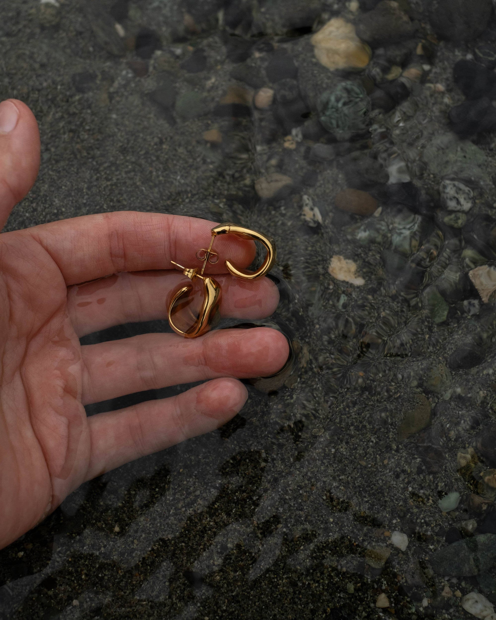 Janessa Chunky Organic Open Hoops Gold