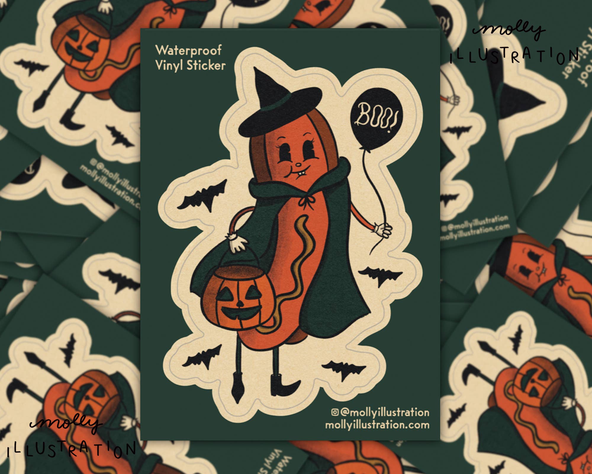 Feelin Halloweenie  Hot Dog waterproof vinyl sticker